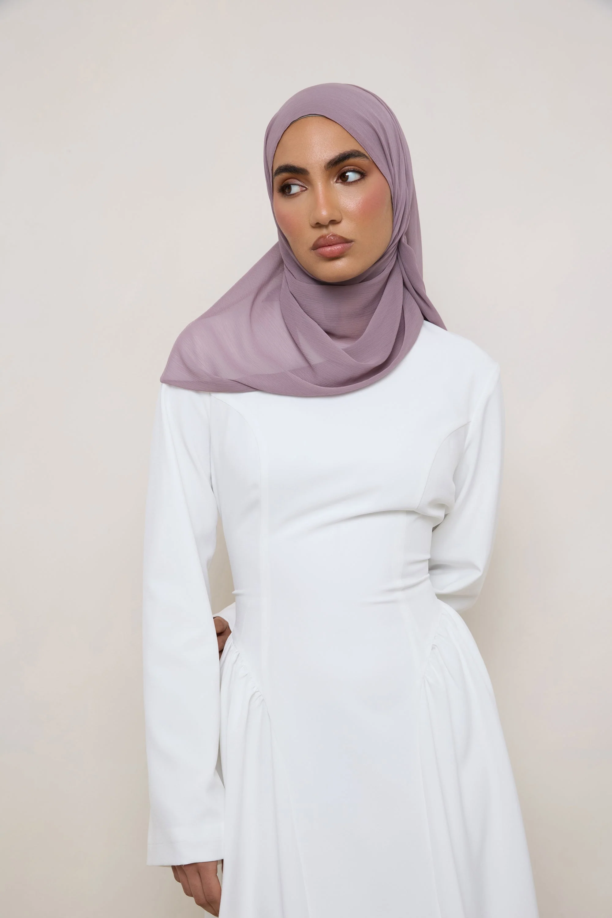 Chiffon Crinkle Hijab - Deep Taupe - Image 4