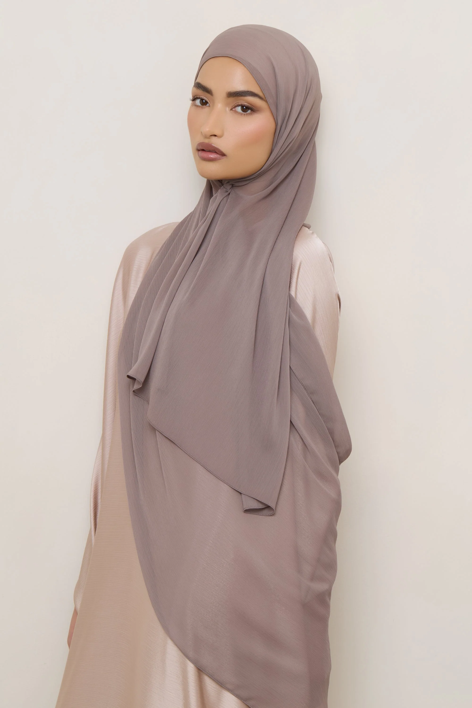 Chiffon Crinkle Hijab - Taupe - Image 2