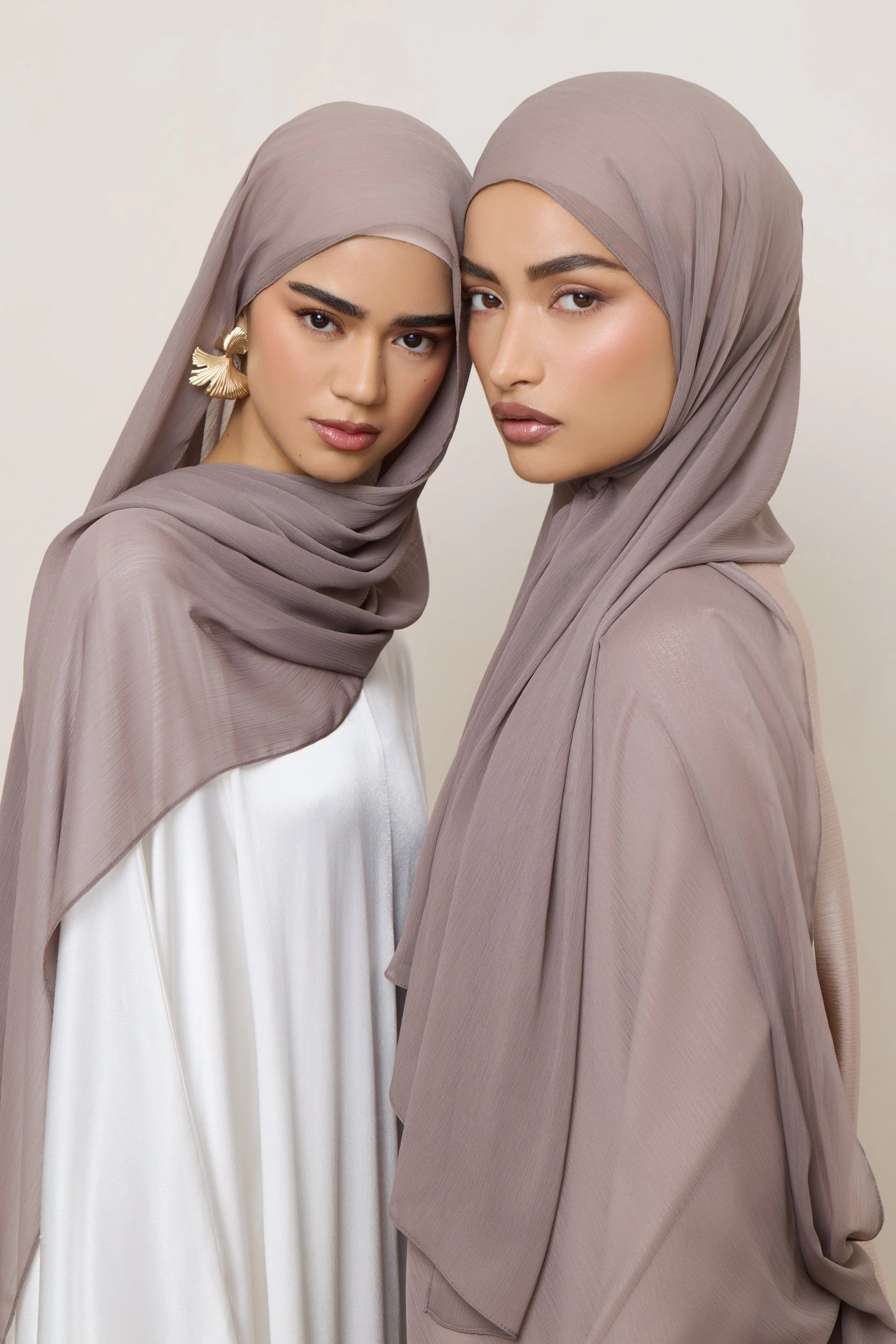 Chiffon Crinkle Hijab - Taupe - Image 3