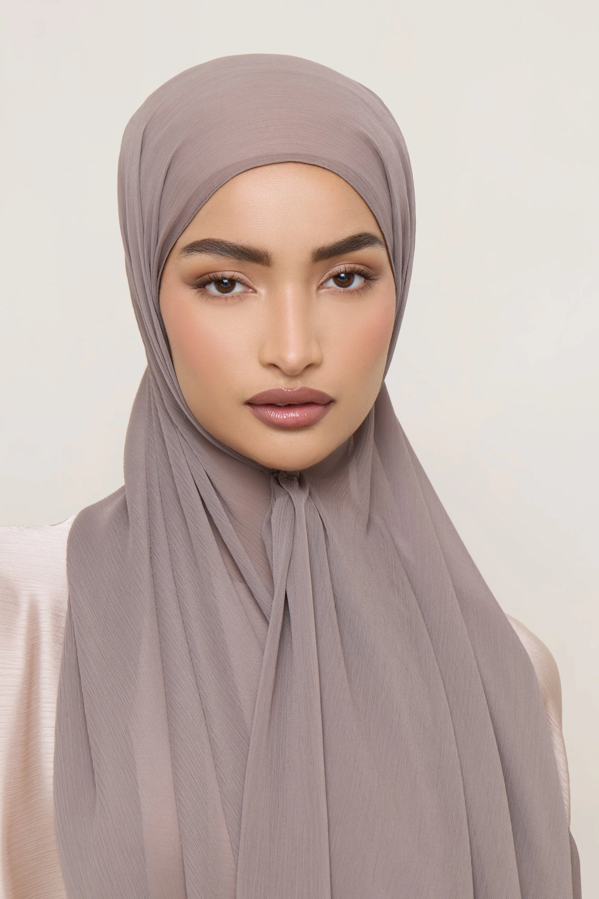 Chiffon Crinkle Hijab - Taupe - Image 6