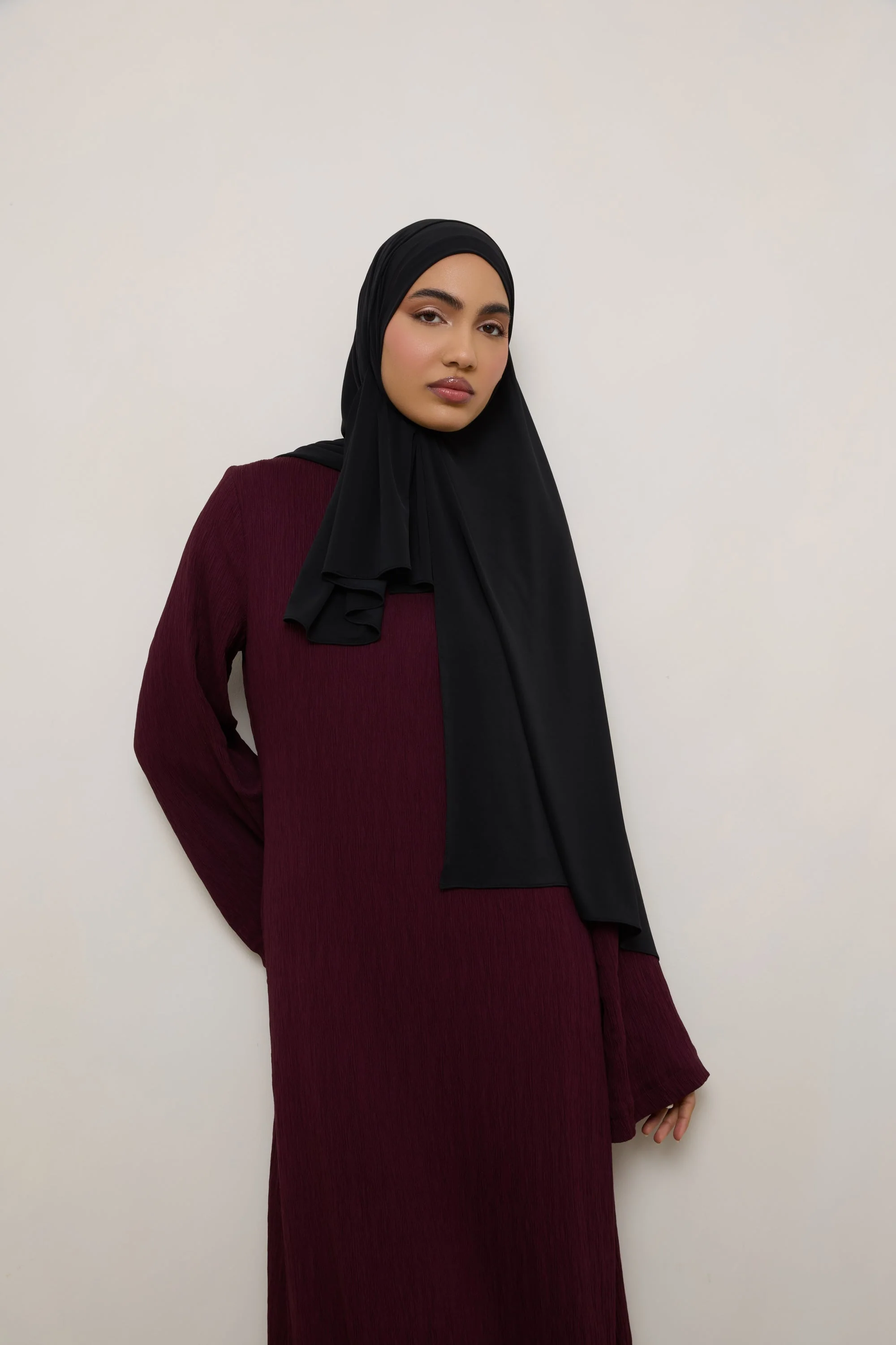 Chiffon Jersey Hijab - Black - Image 2