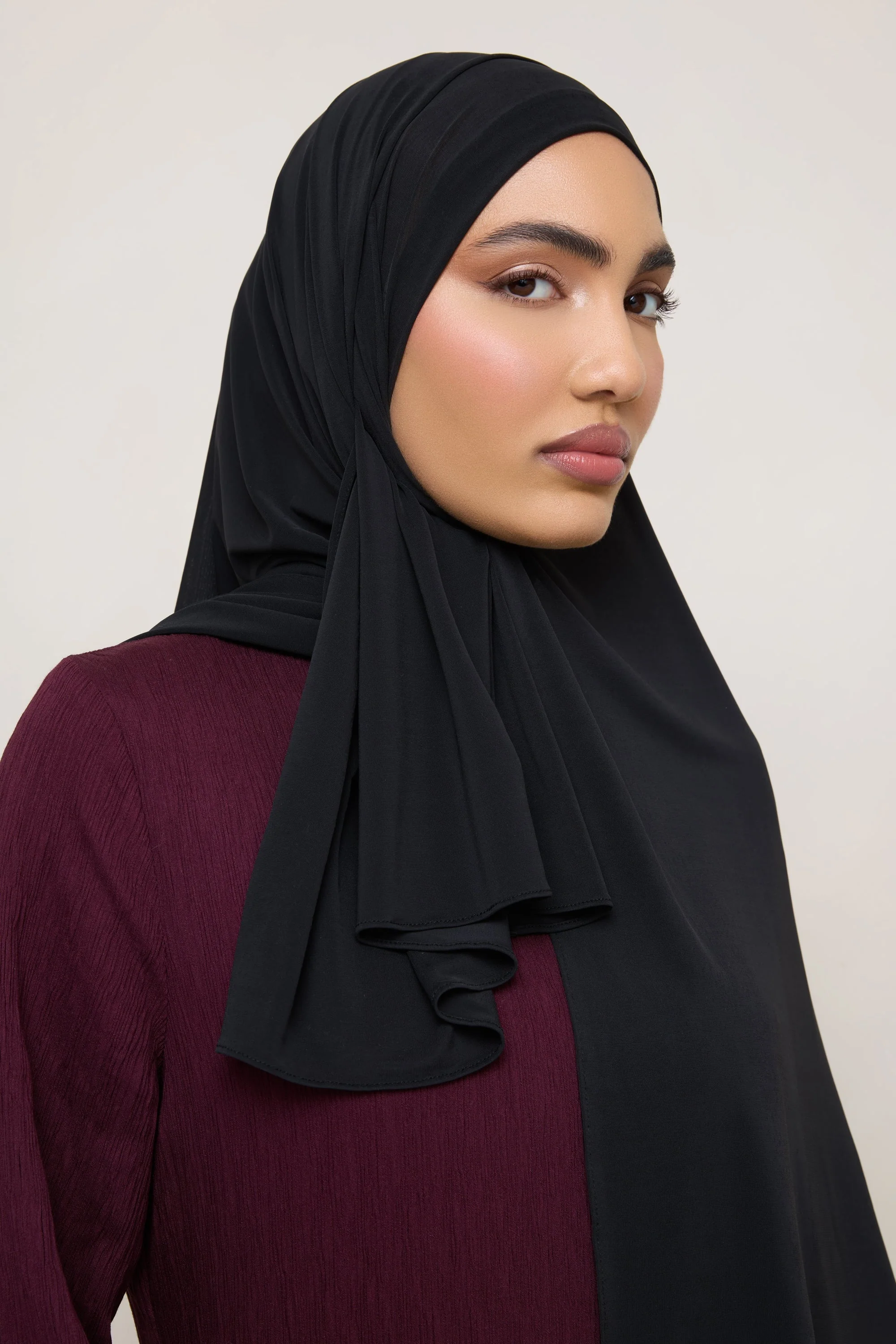 Chiffon Jersey Hijab - Black - Image 3