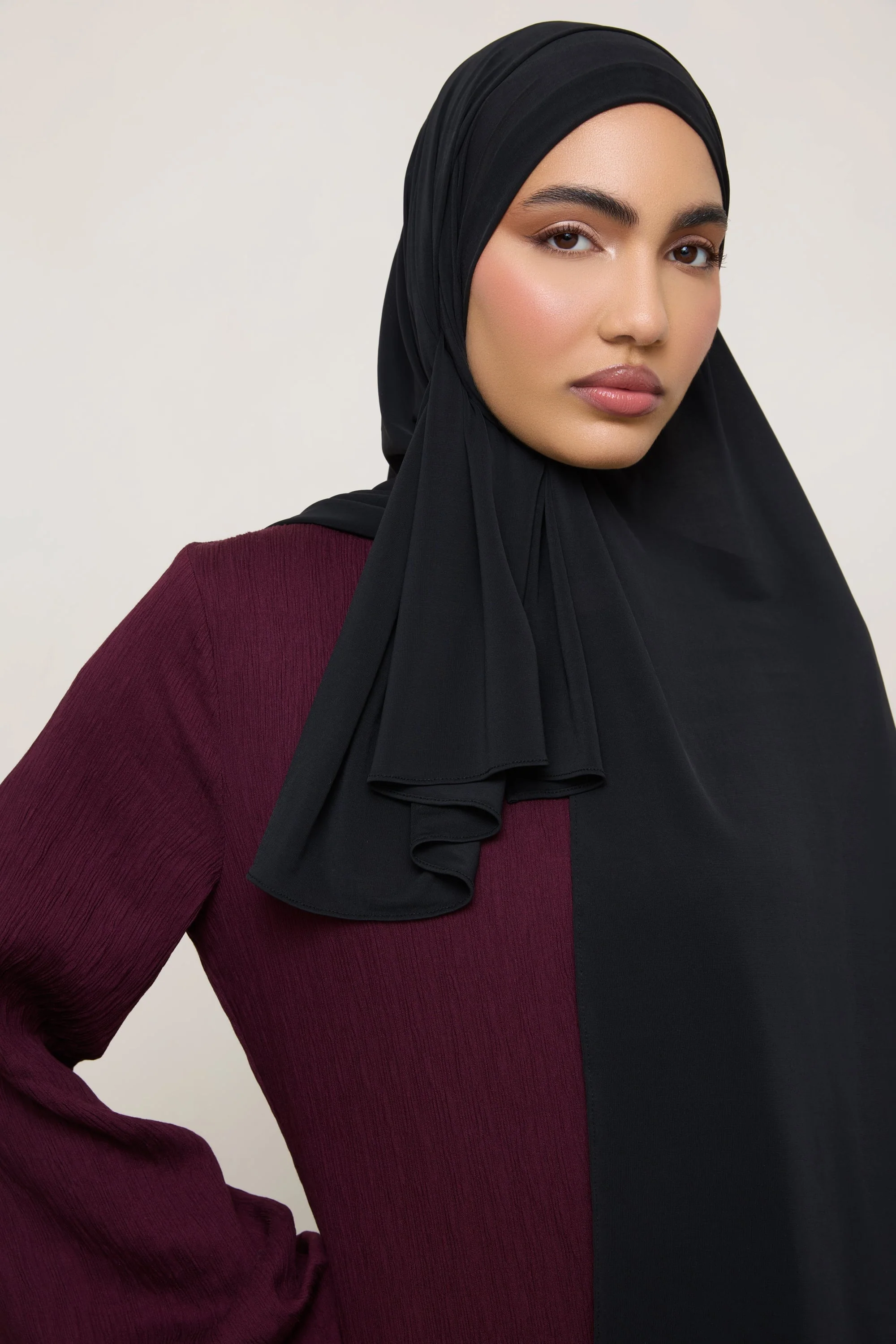 Chiffon Jersey Hijab - Black - Image 4