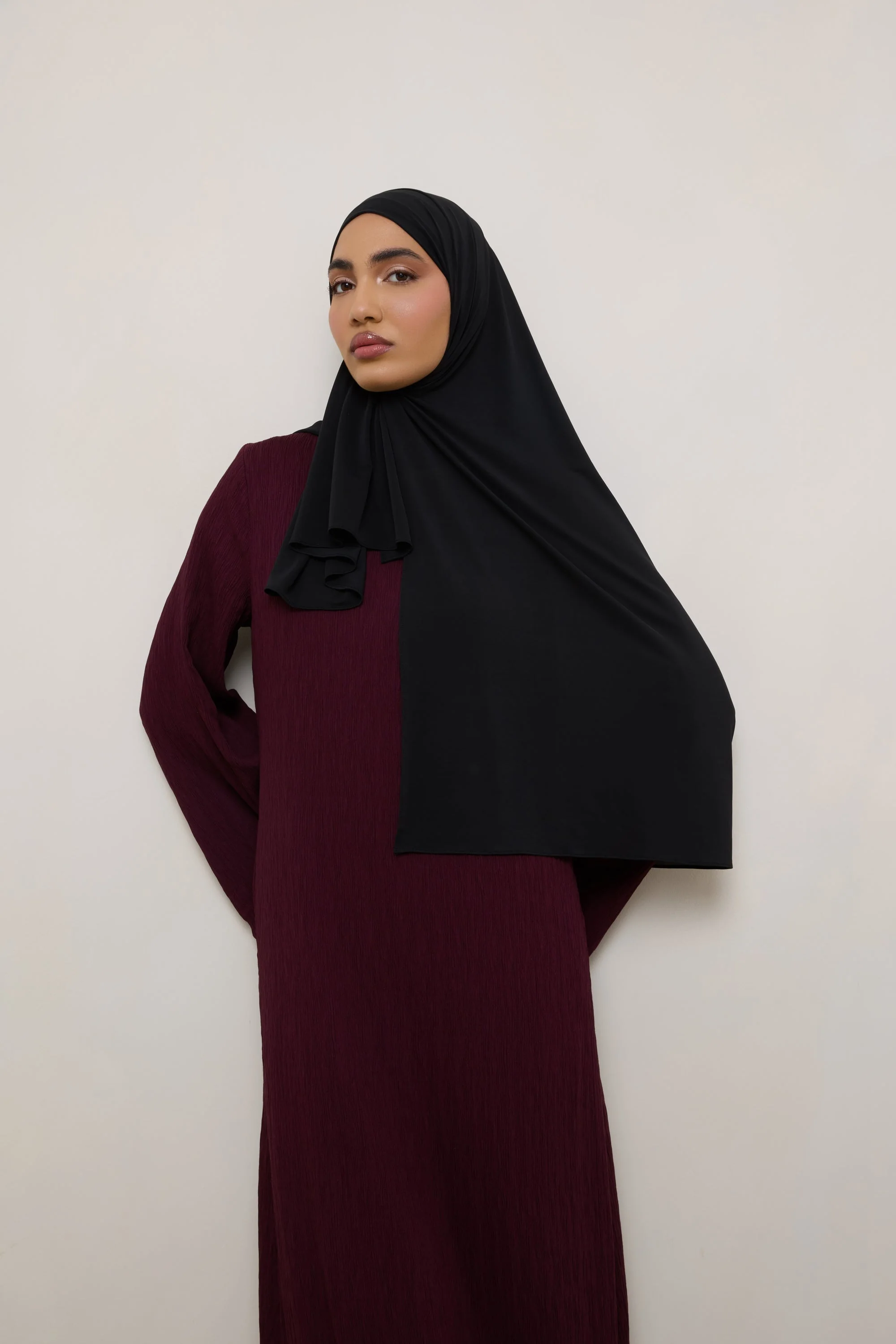 Chiffon Jersey Hijab - Black - Image 5
