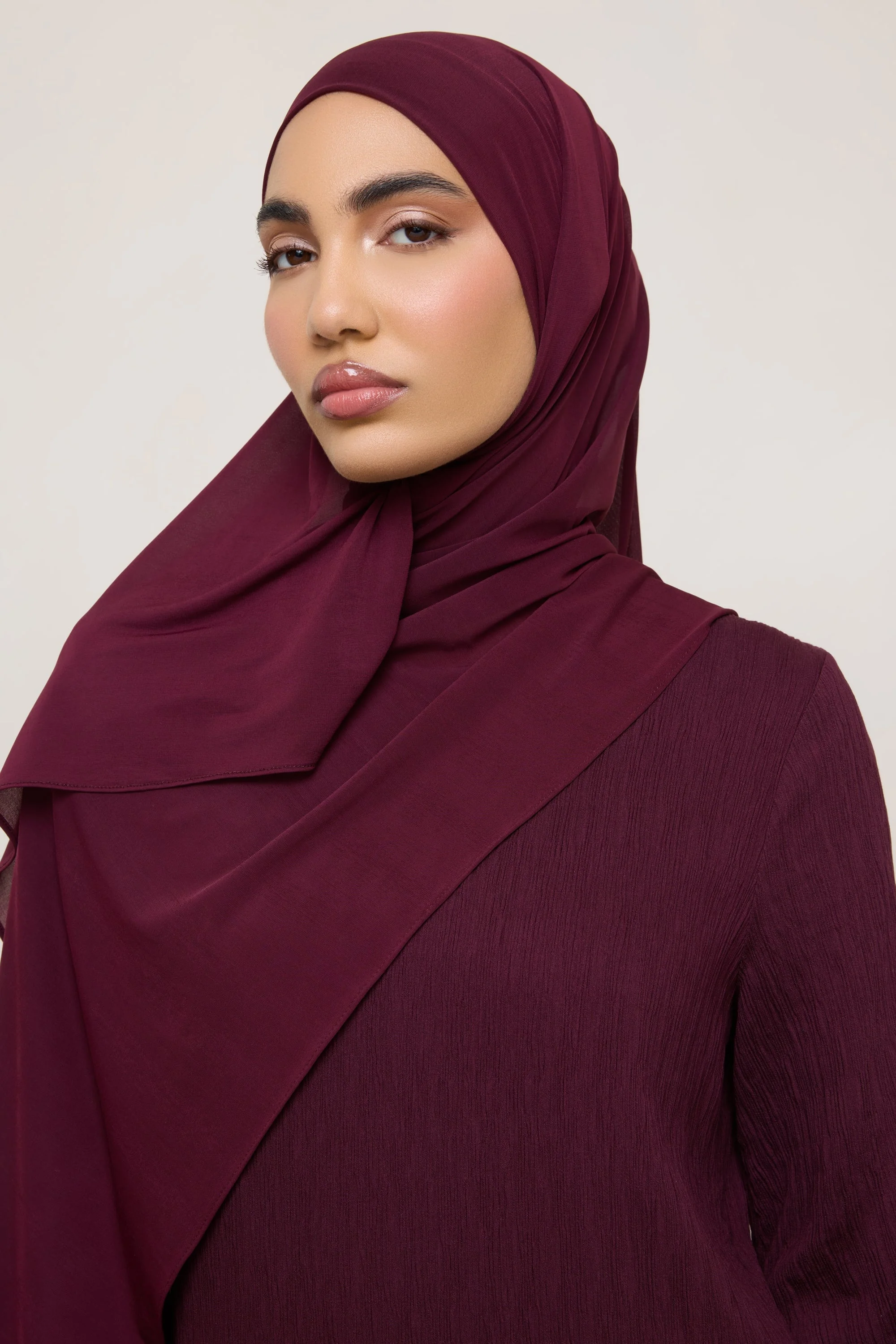 Chiffon Jersey Hijab - Fig - Image 3