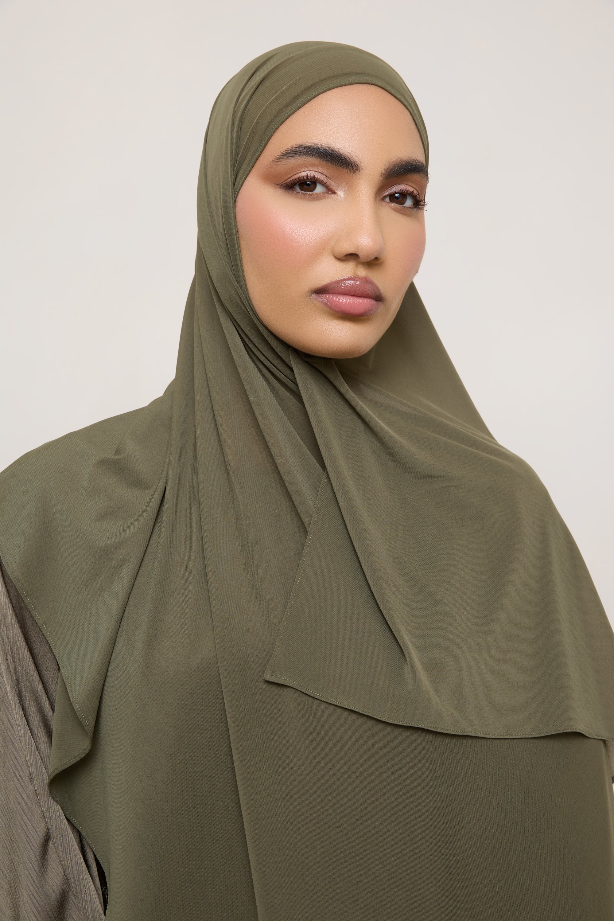 Chiffon Jersey Hijab - Olive - Image 4