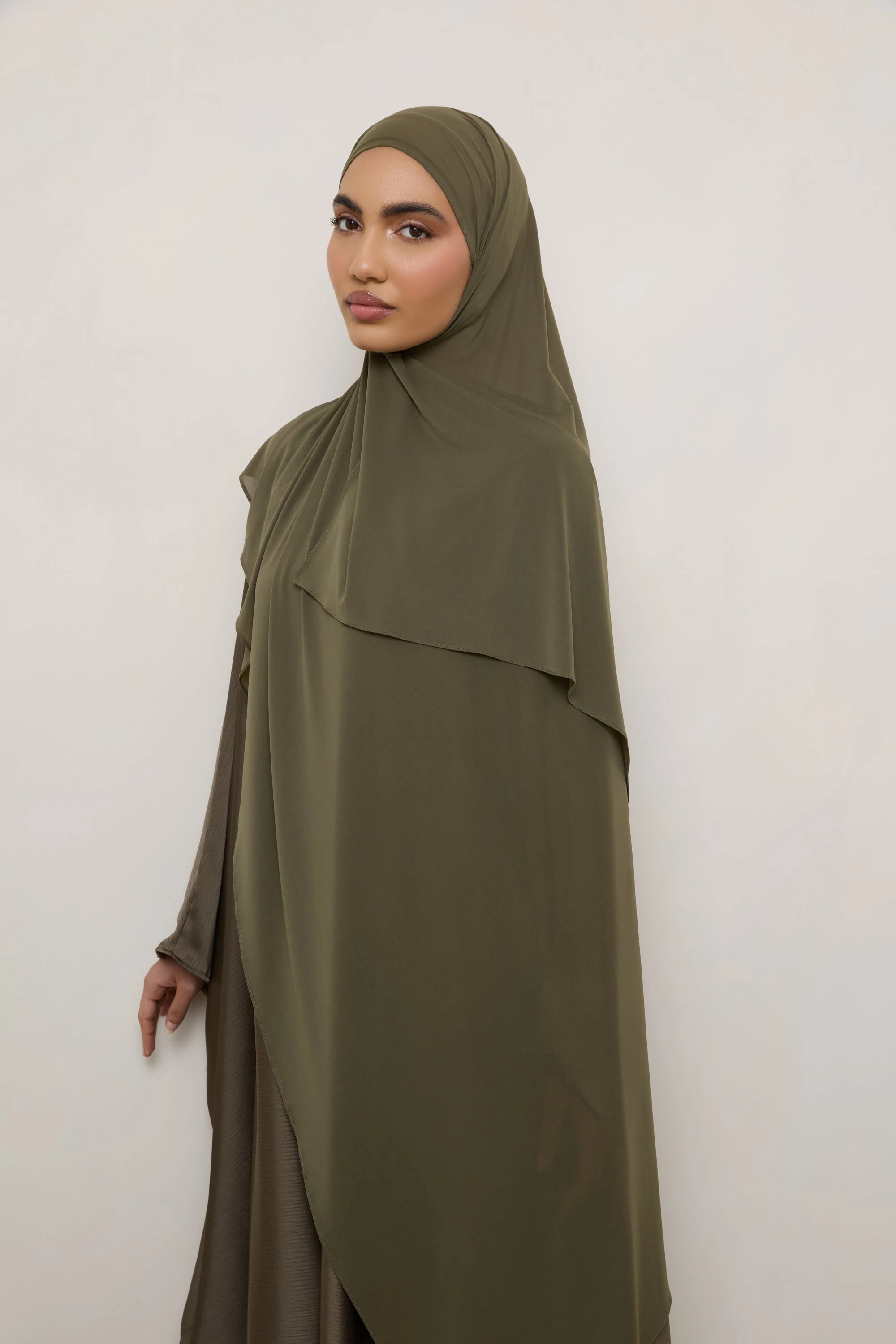 Chiffon Jersey Hijab - Olive - Image 5