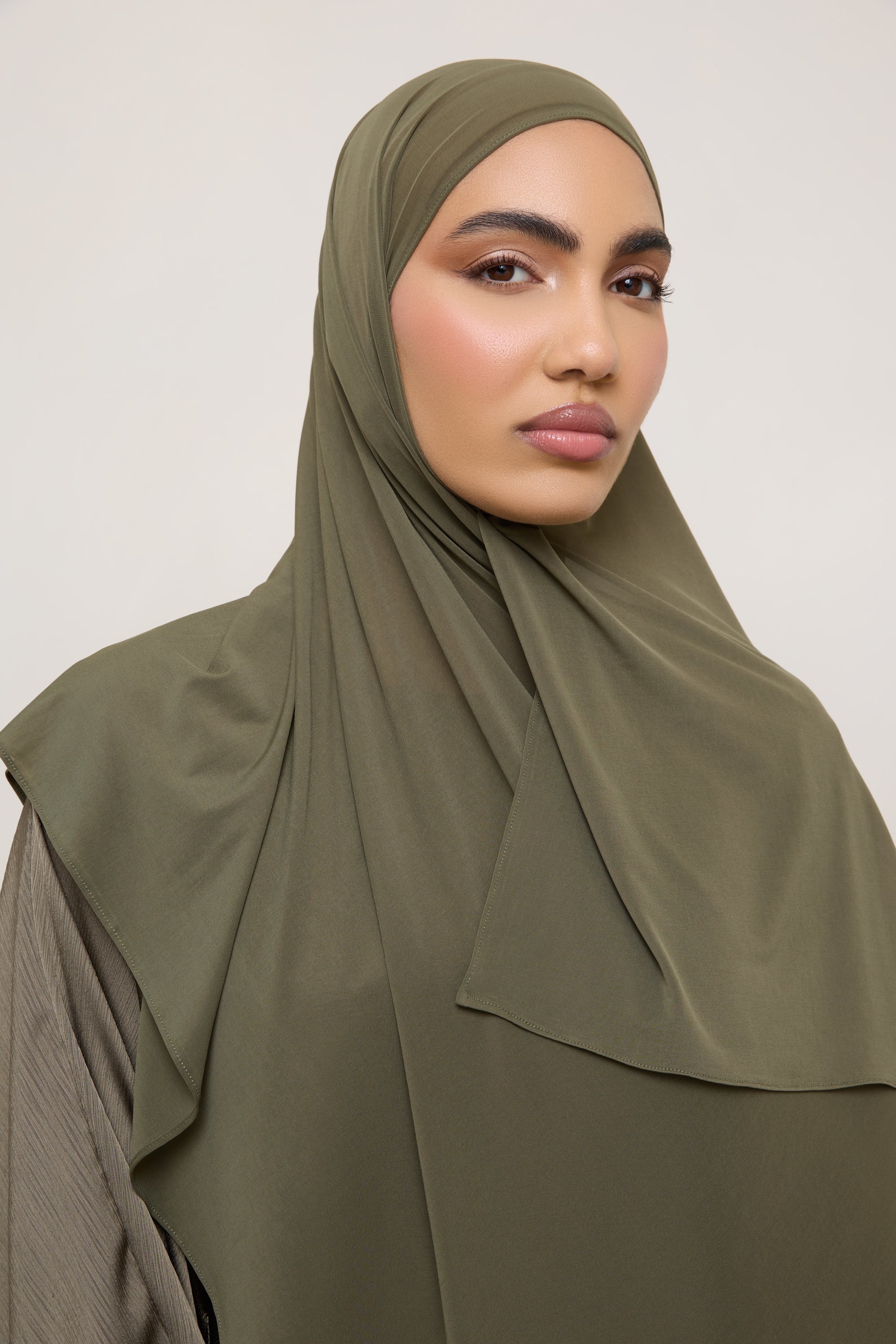Chiffon Jersey Hijab - Olive - Image 7