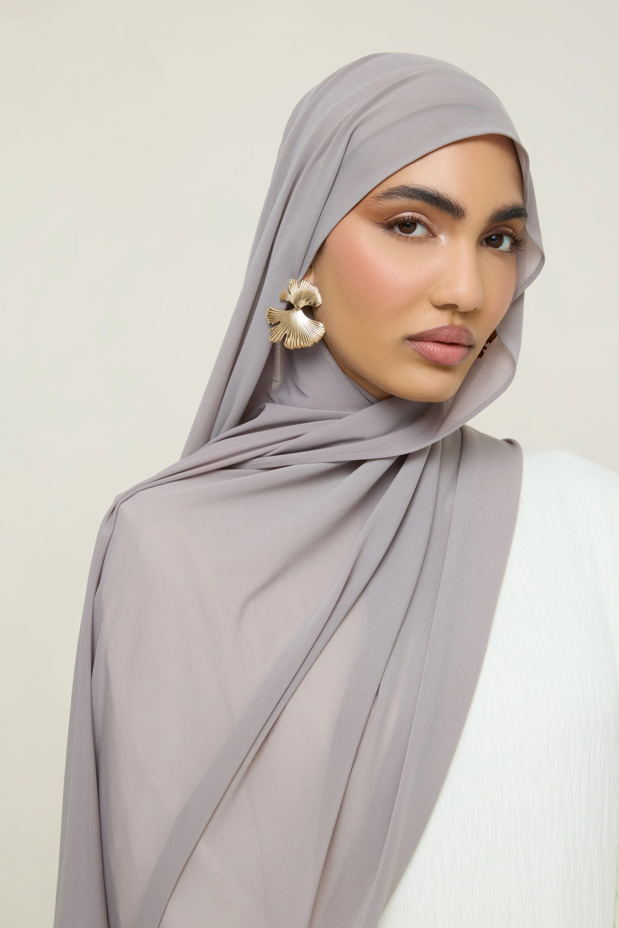 Chiffon Jersey Hijab - Taupe - Image 2