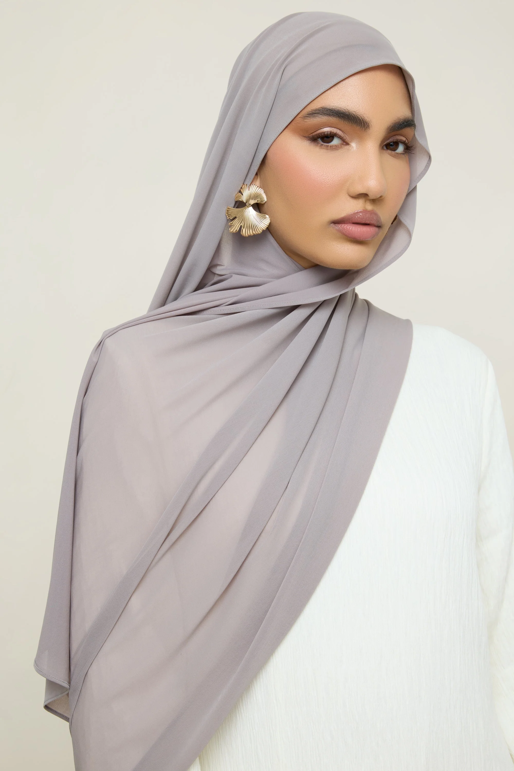 Chiffon Jersey Hijab - Taupe - Image 3