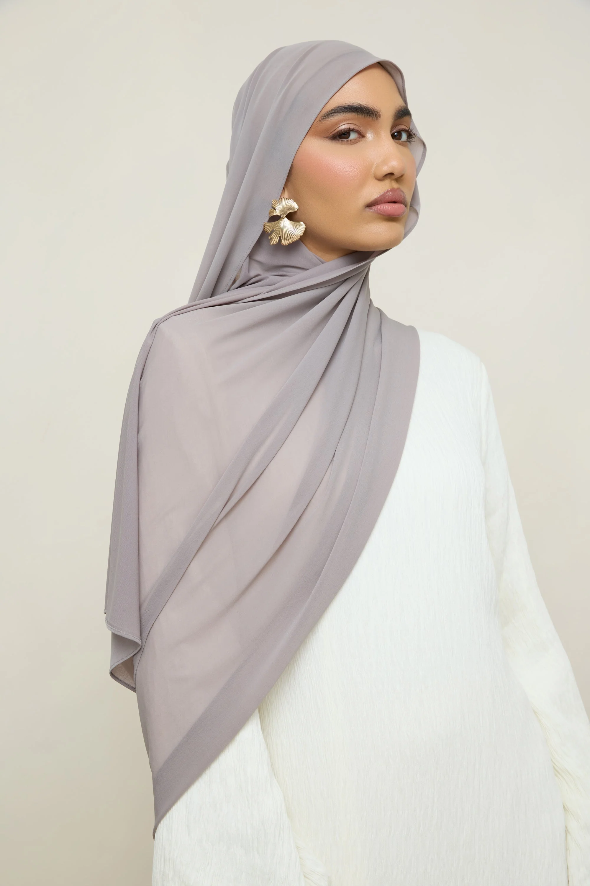 Chiffon Jersey Hijab - Taupe - Image 4