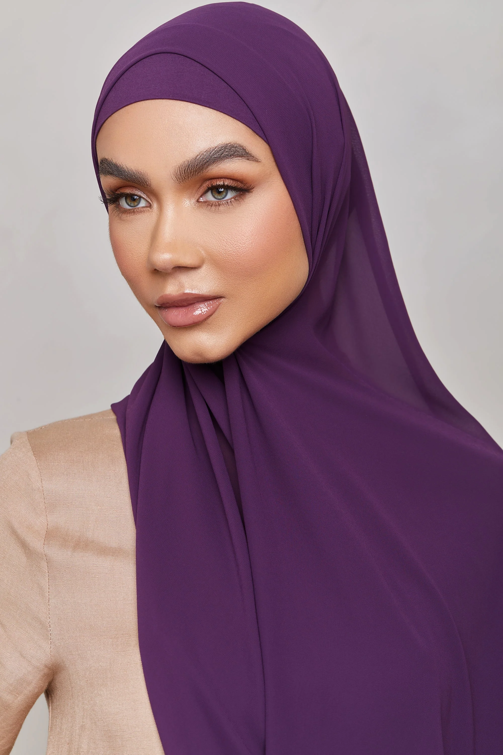 Chiffon LITE Hijab - Deep Purple - Image 3