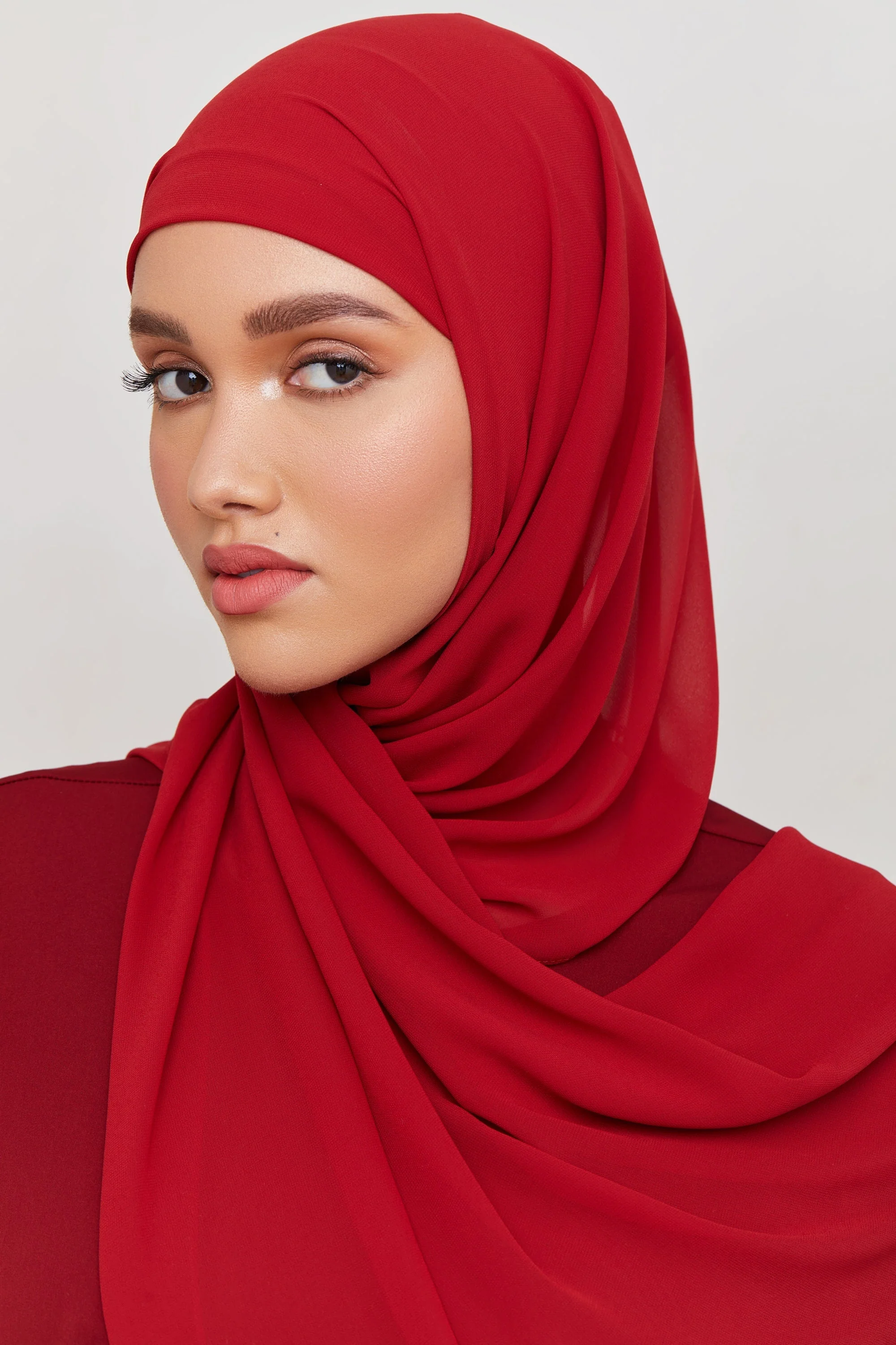 Chiffon LITE Hijab - Deep Red - Image 3