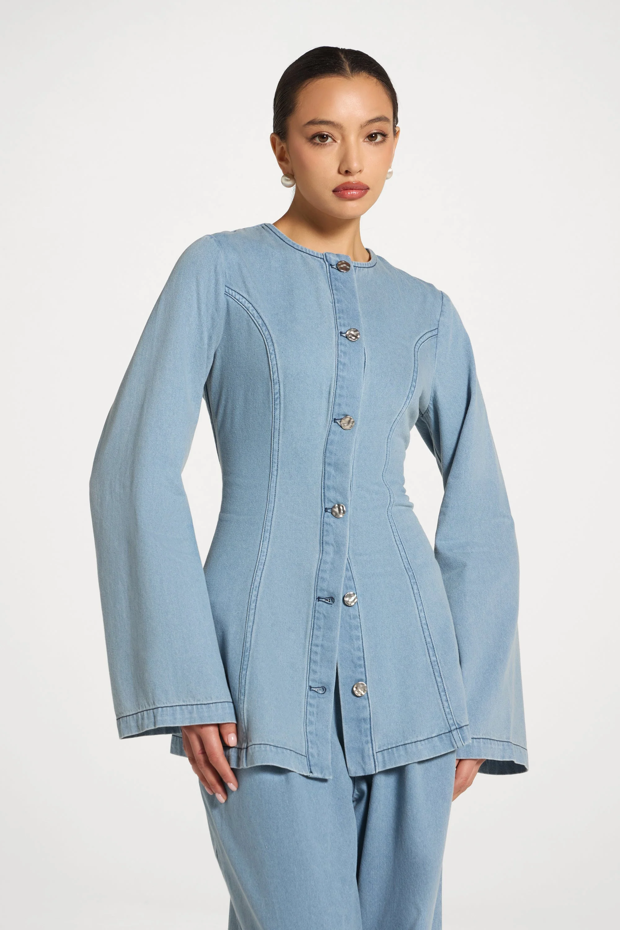 Cinch Denim Jacket Top - Light Wash - Image 2