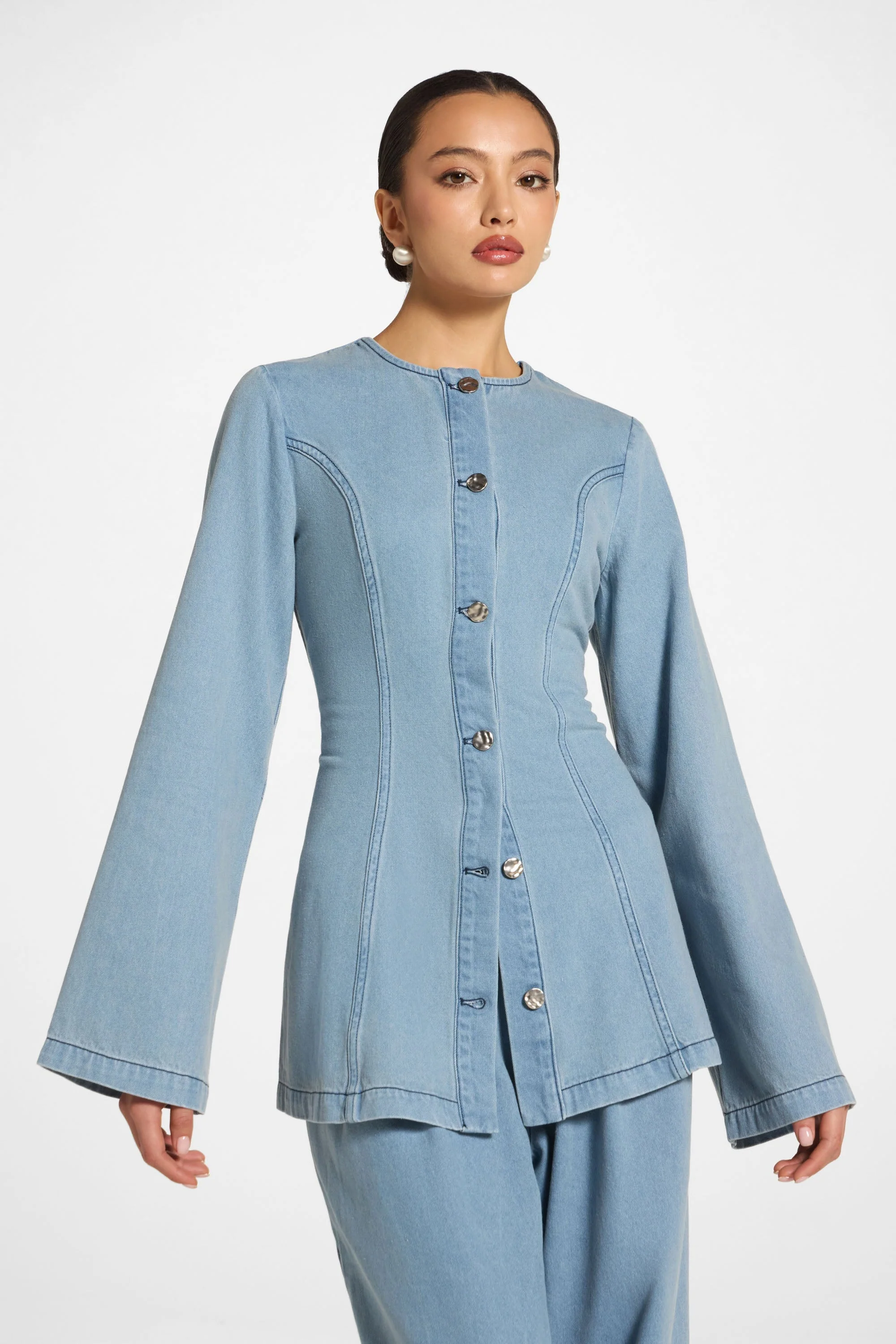 Cinch Denim Jacket Top - Light Wash - Image 7