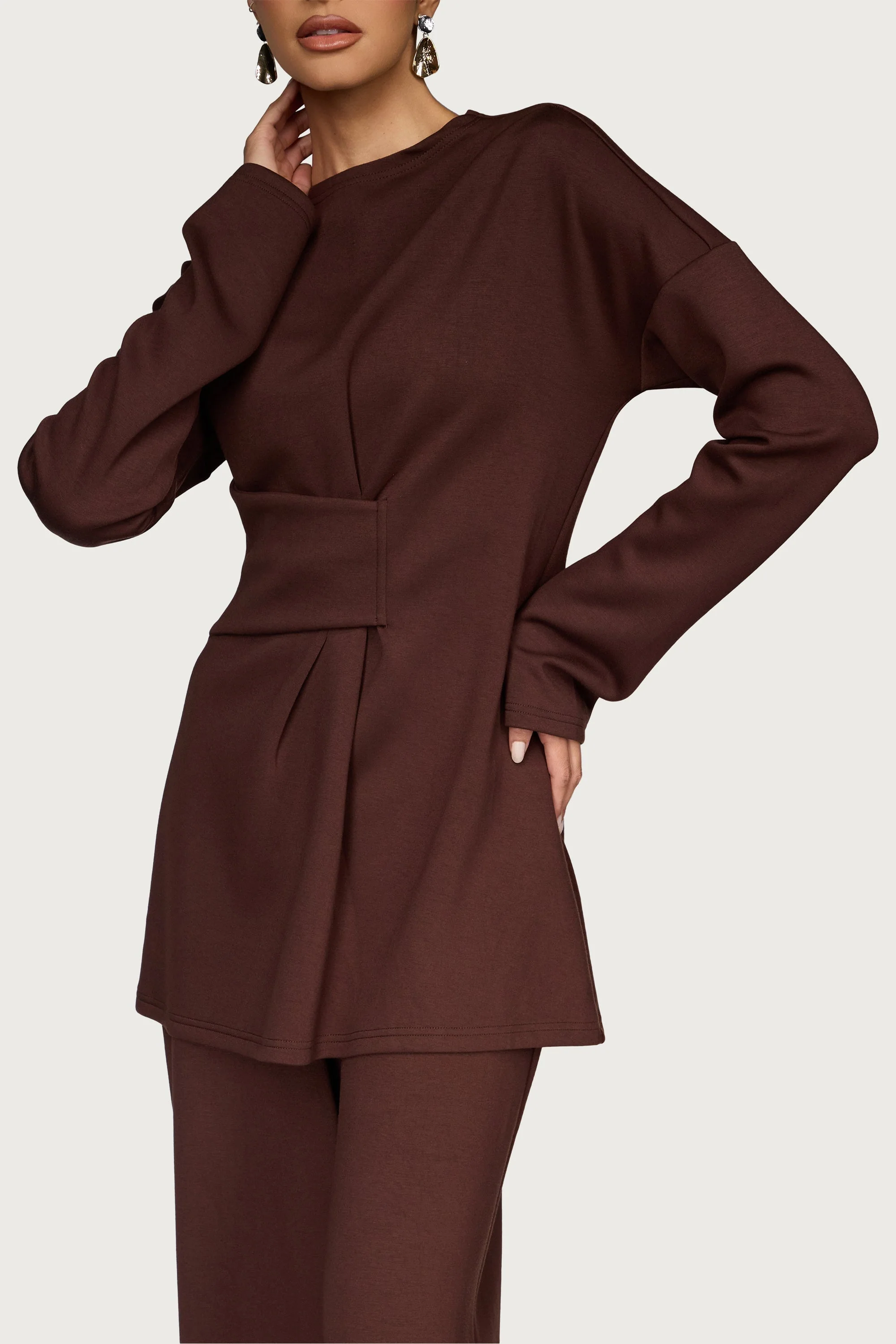 Cinch Top & Pants Set - Warm Brown - Image 3
