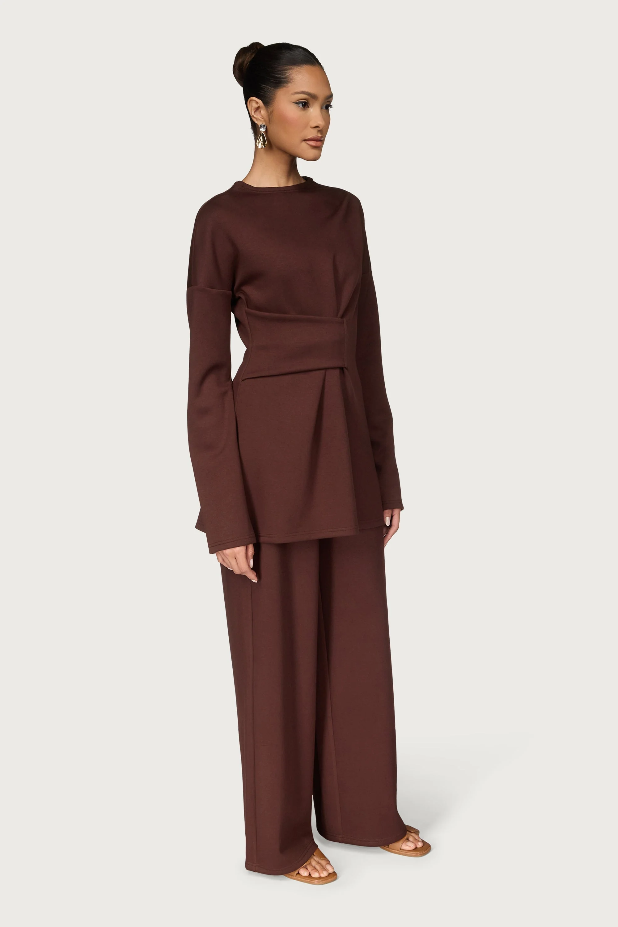 Cinch Top & Pants Set - Warm Brown - Image 4
