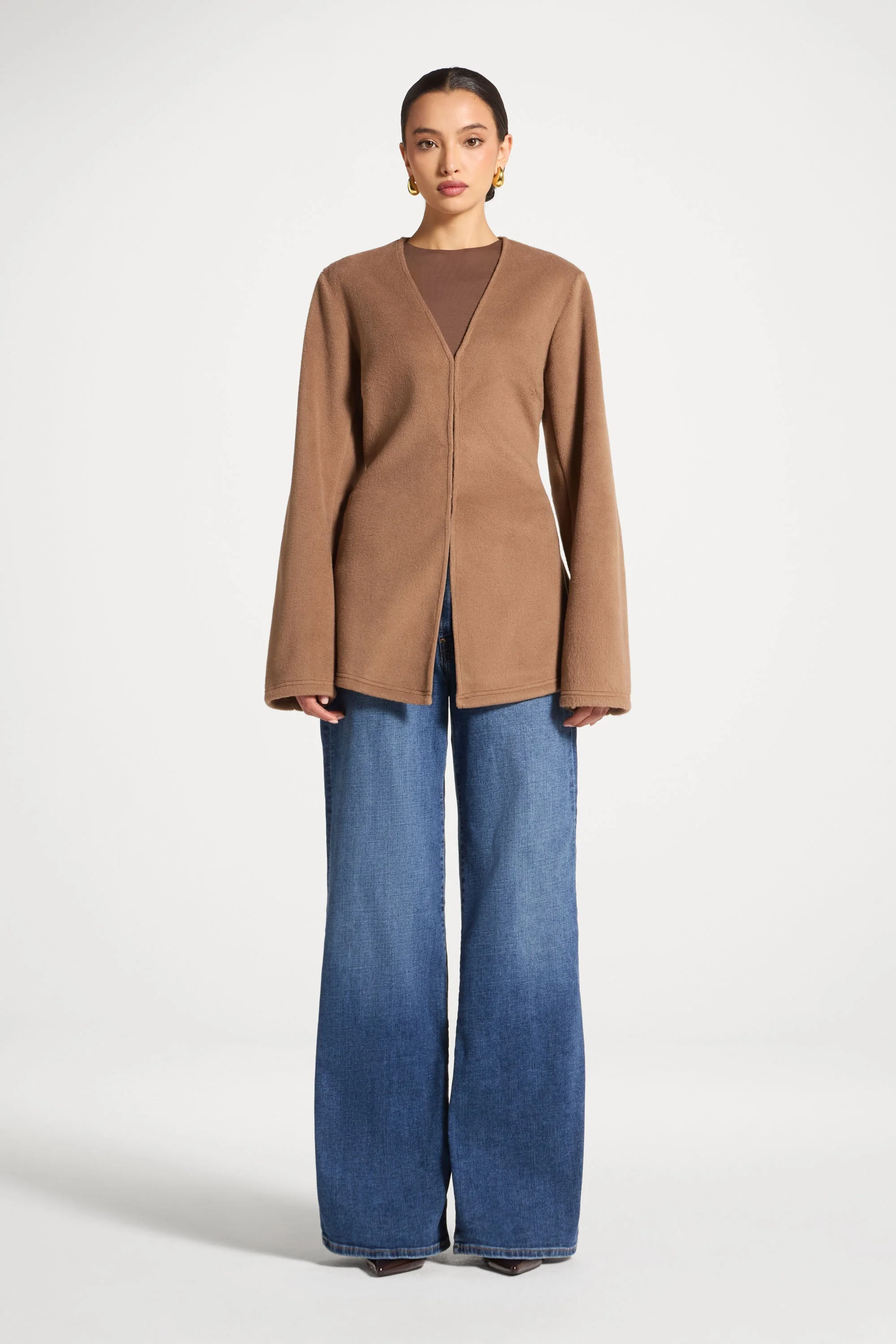 Cinch Waist Cardigan - Caramel