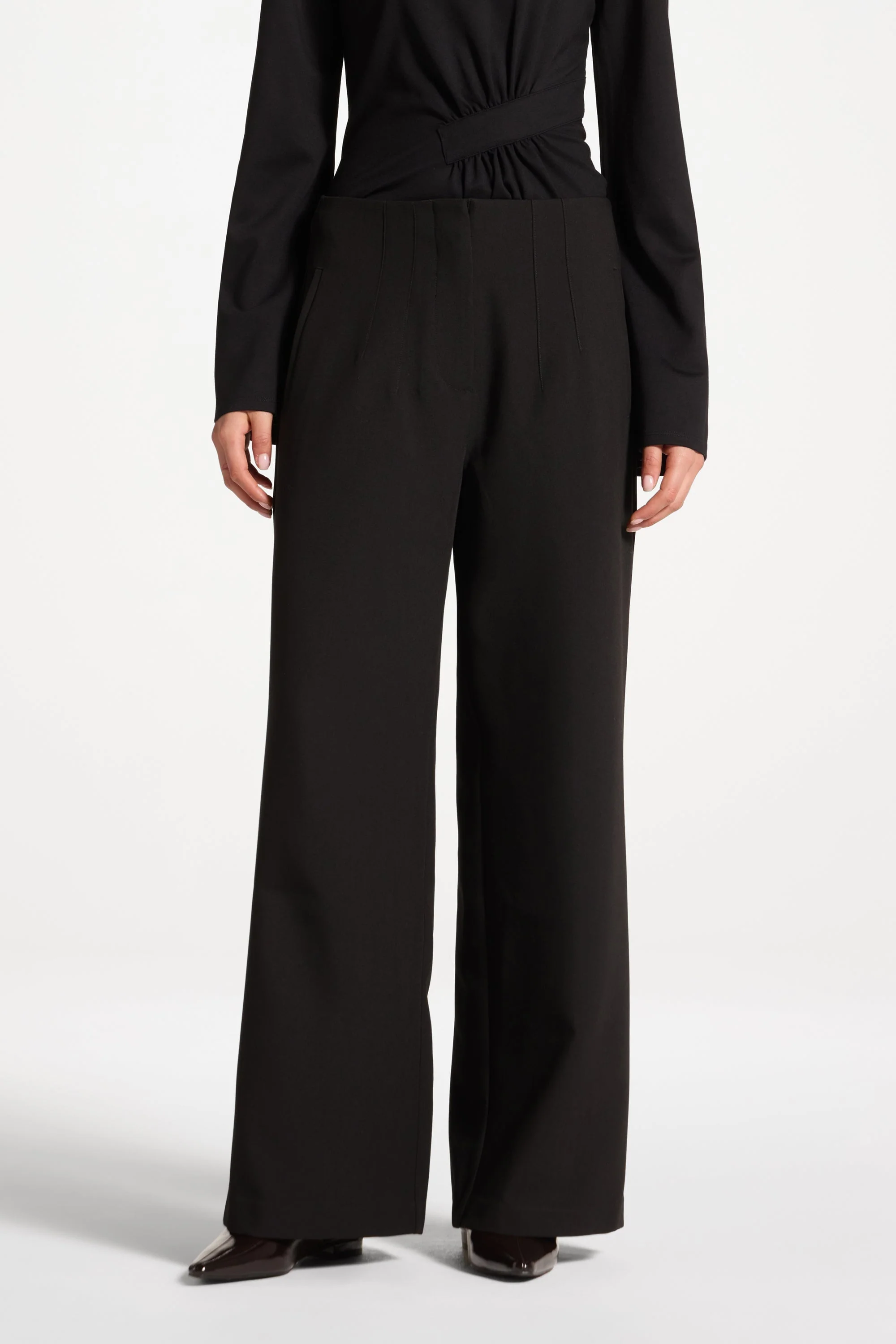 Classic Wide Leg Pants - Black - Image 2