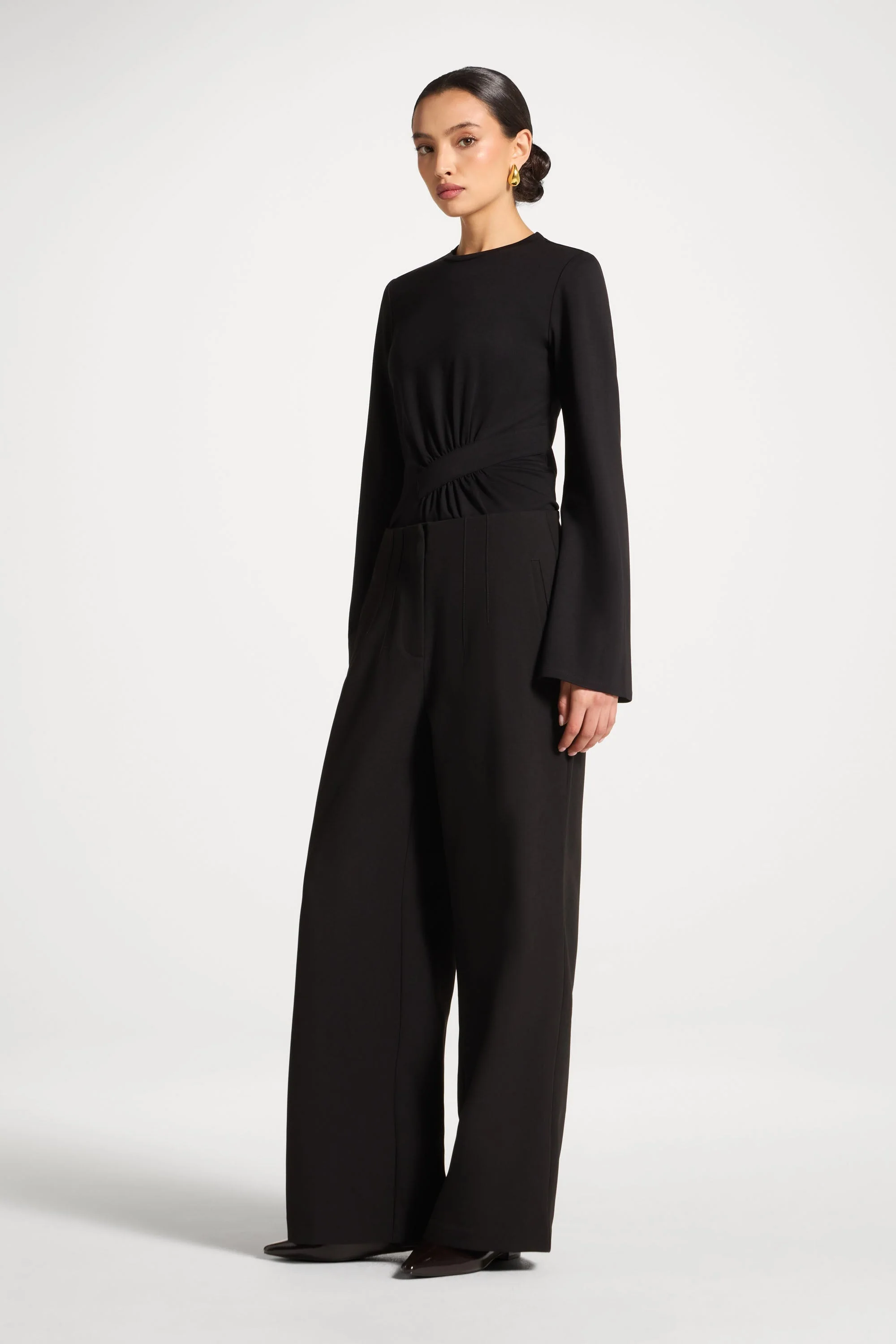 Classic Wide Leg Pants - Black - Image 5