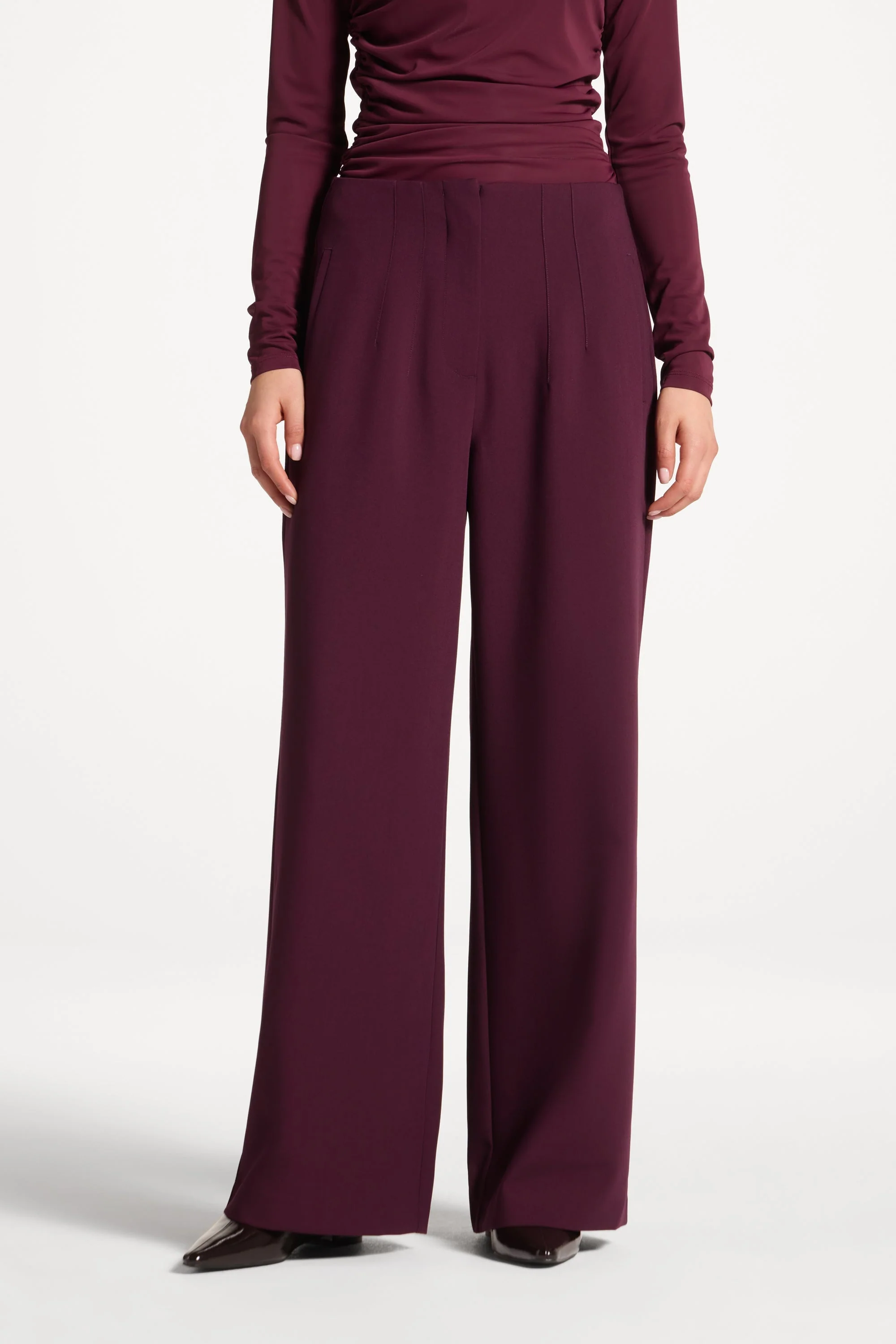 Classic Wide Leg Pants - Black Currant - Image 2