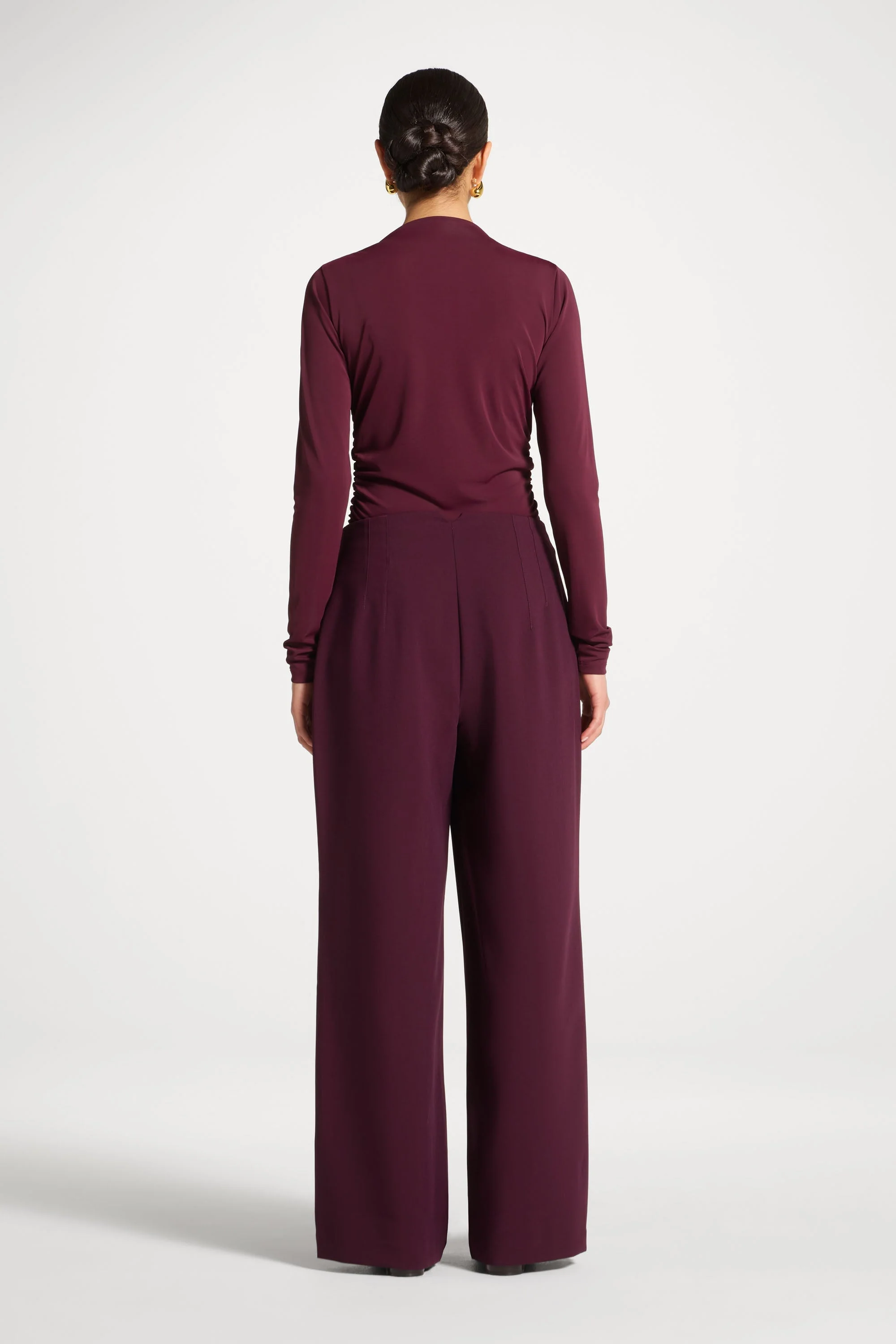 Classic Wide Leg Pants - Black Currant - Image 5