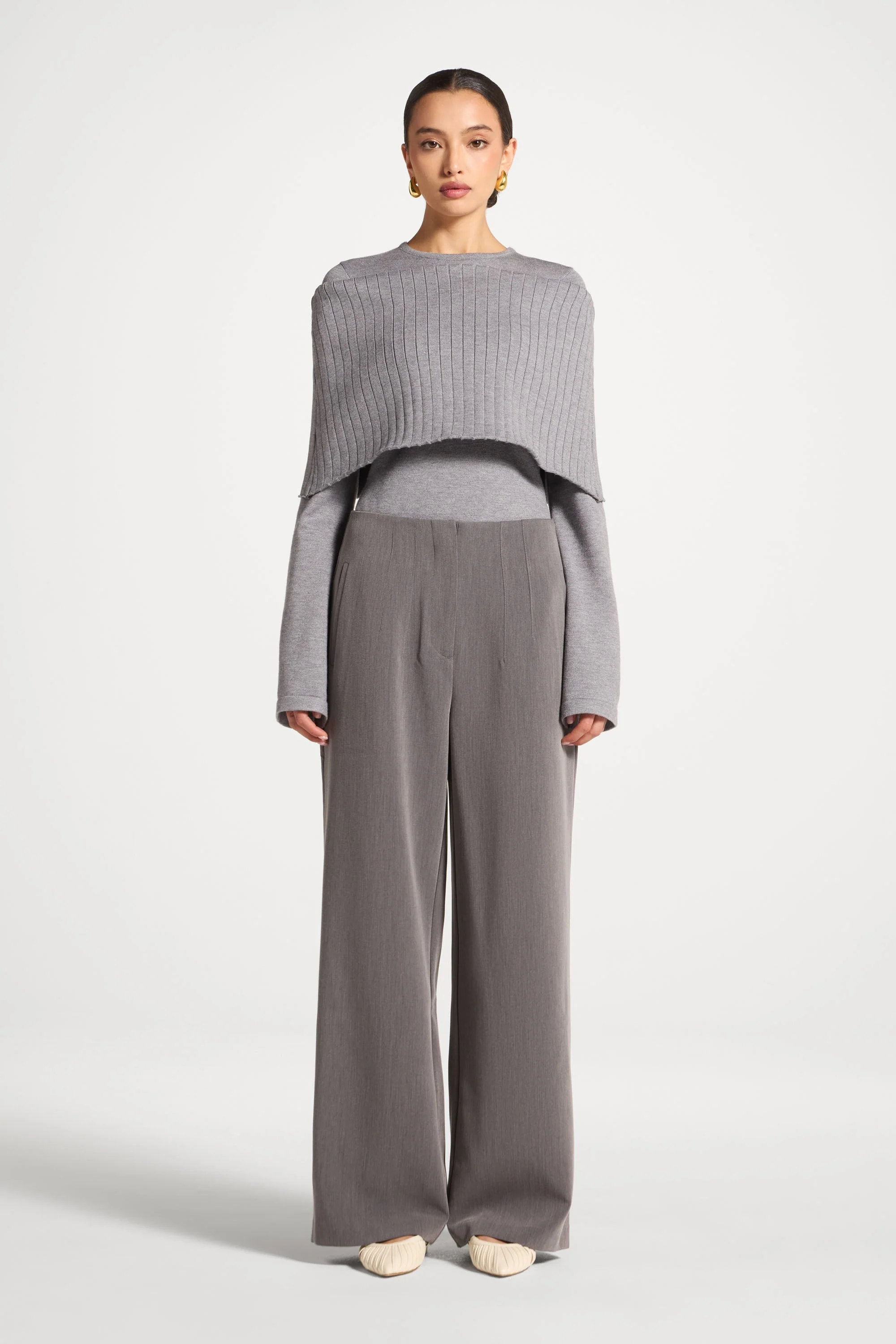 Classic Wide Leg Pants - Charcoal - Image 3