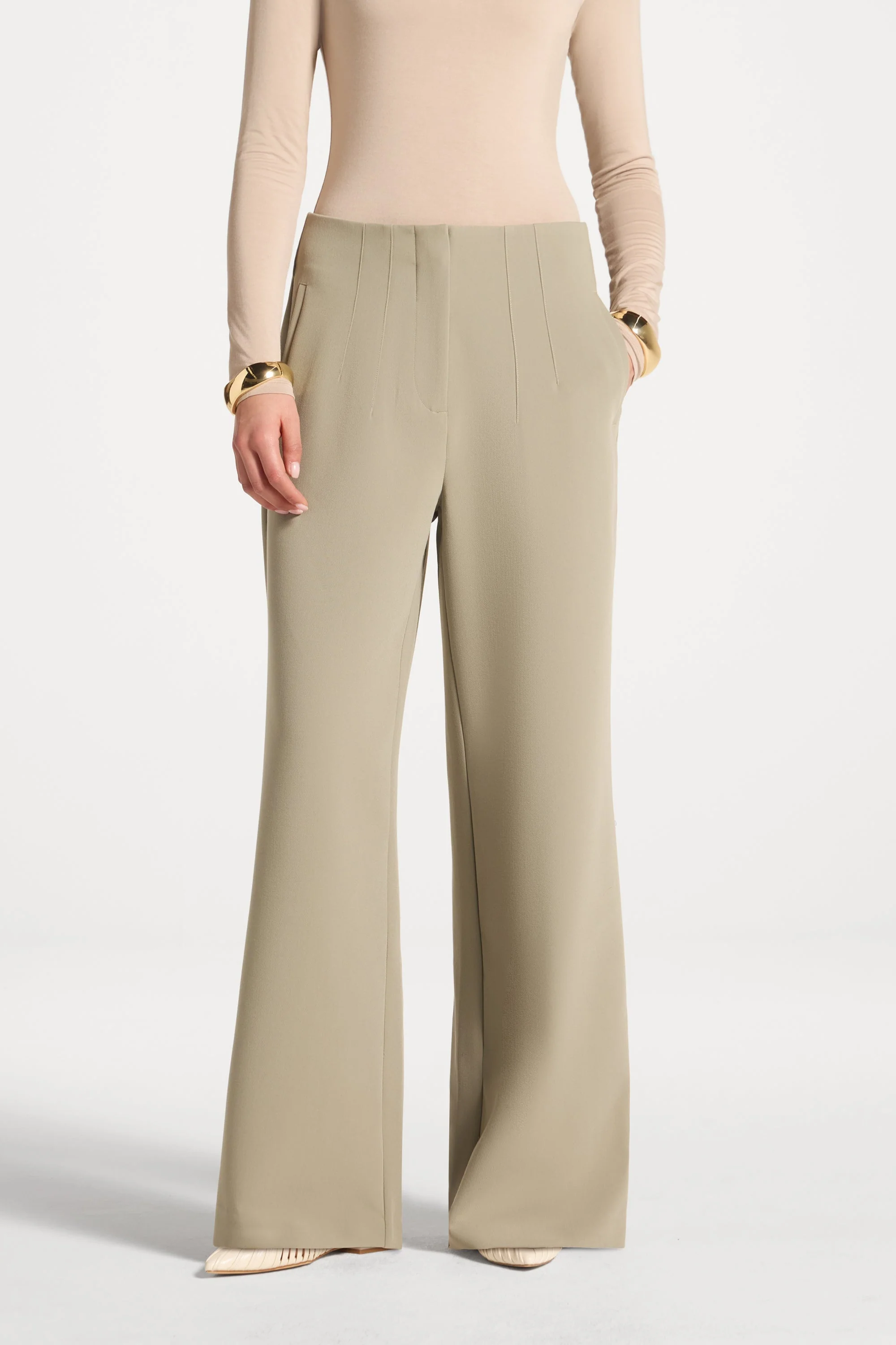 Classic Wide Leg Pants - Sage - Image 2