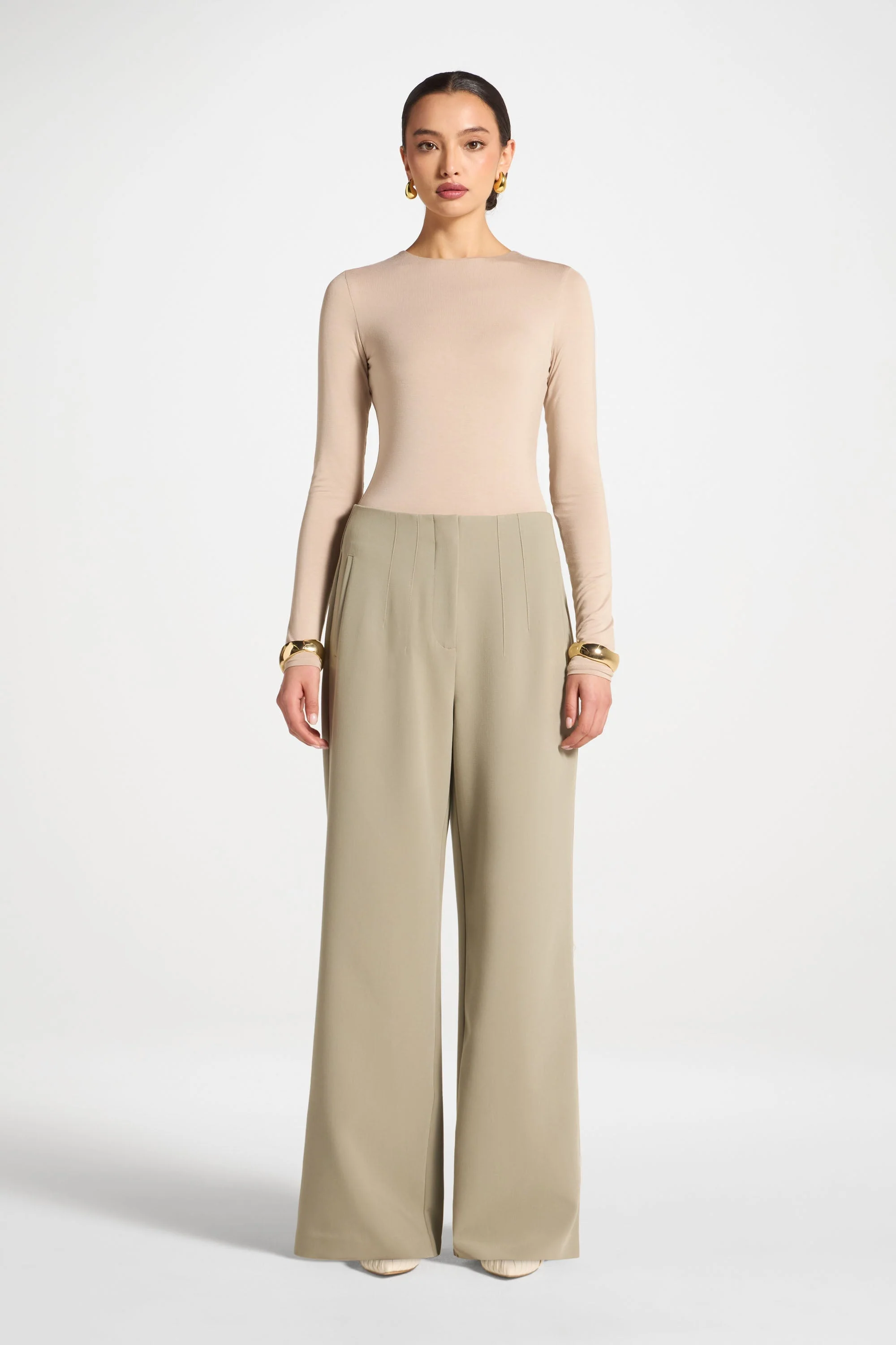 Classic Wide Leg Pants - Sage - Image 4