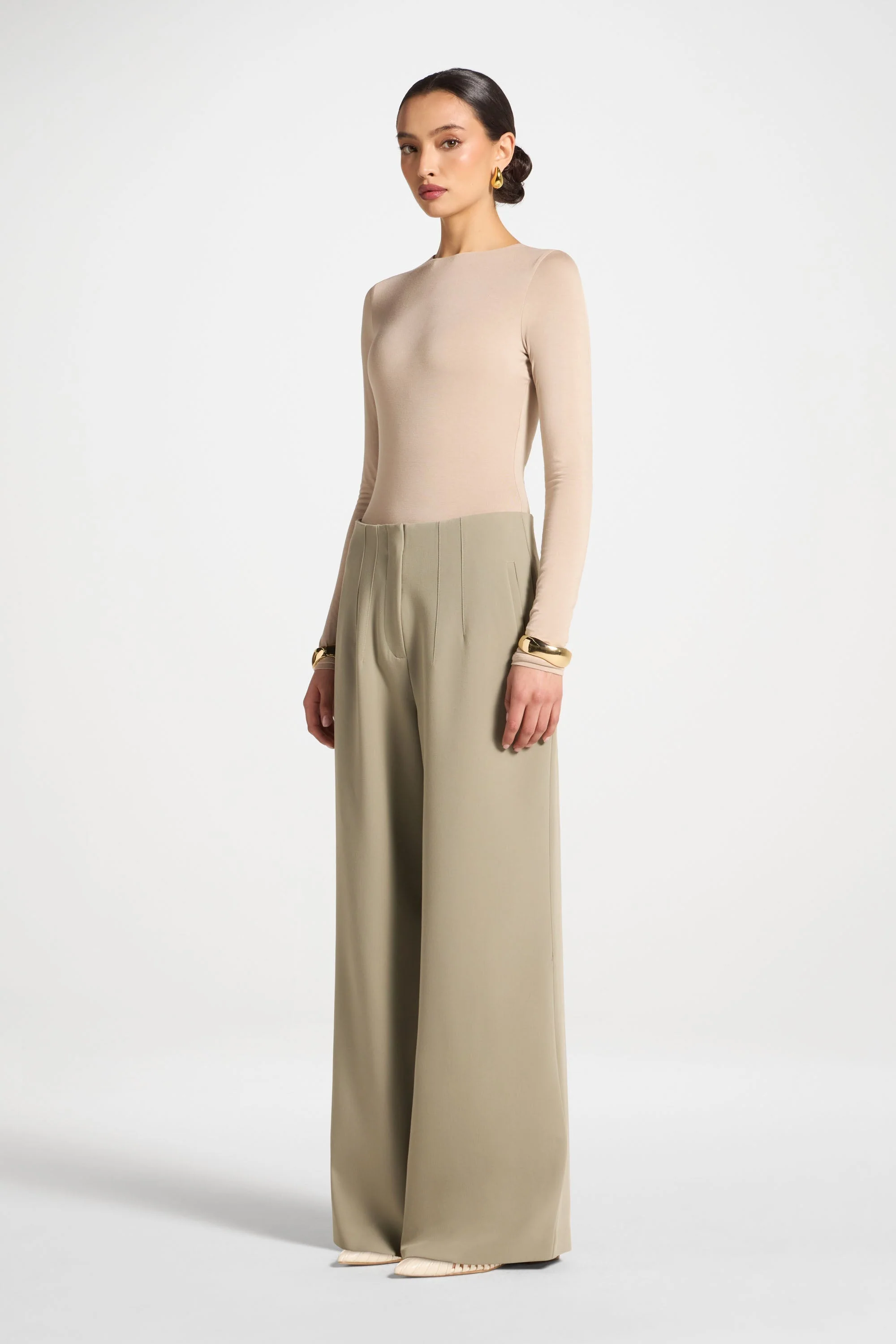 Classic Wide Leg Pants - Sage - Image 5