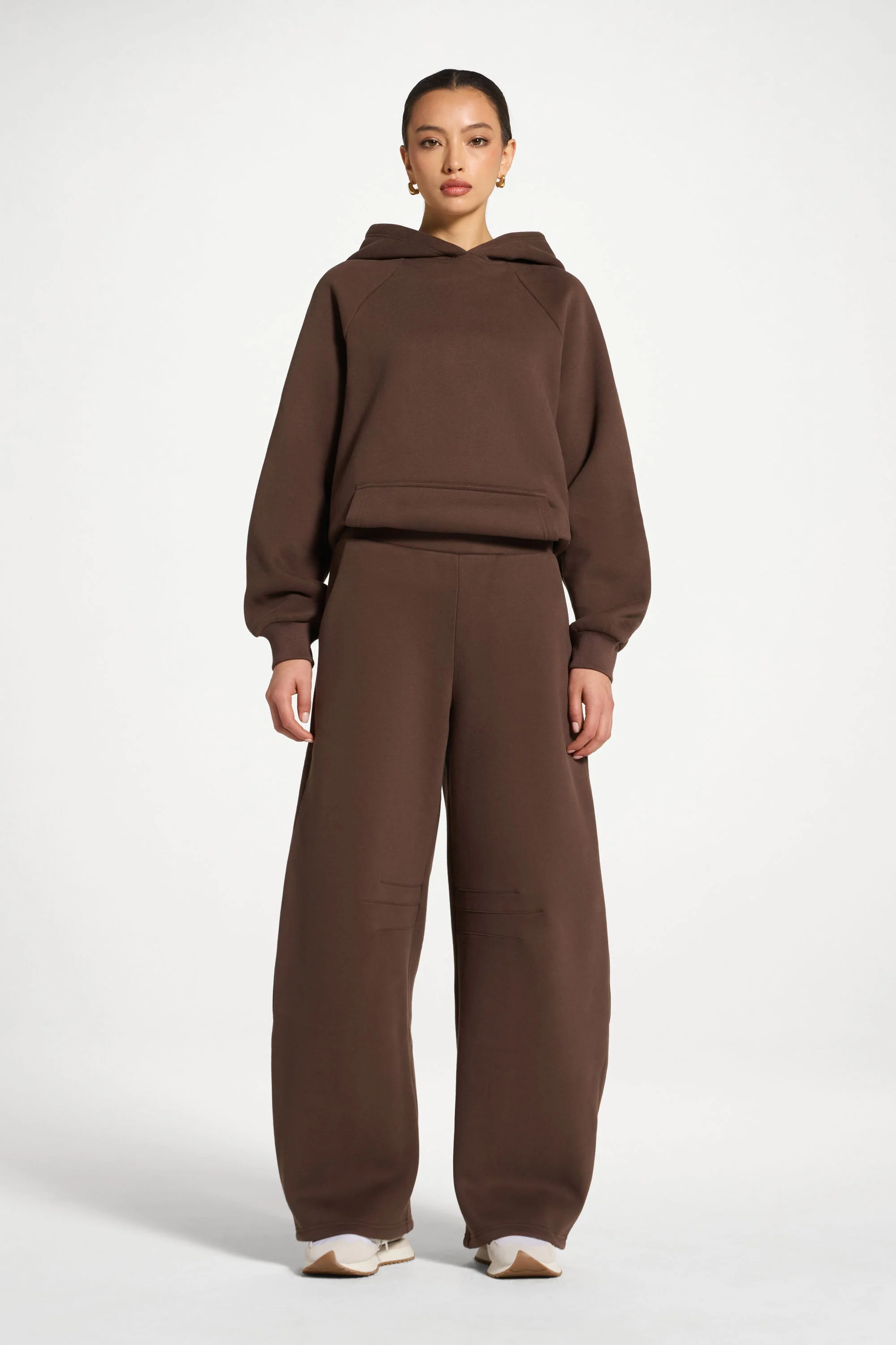 Cotton Barrel Leg Pants - Chocolate - Image 3