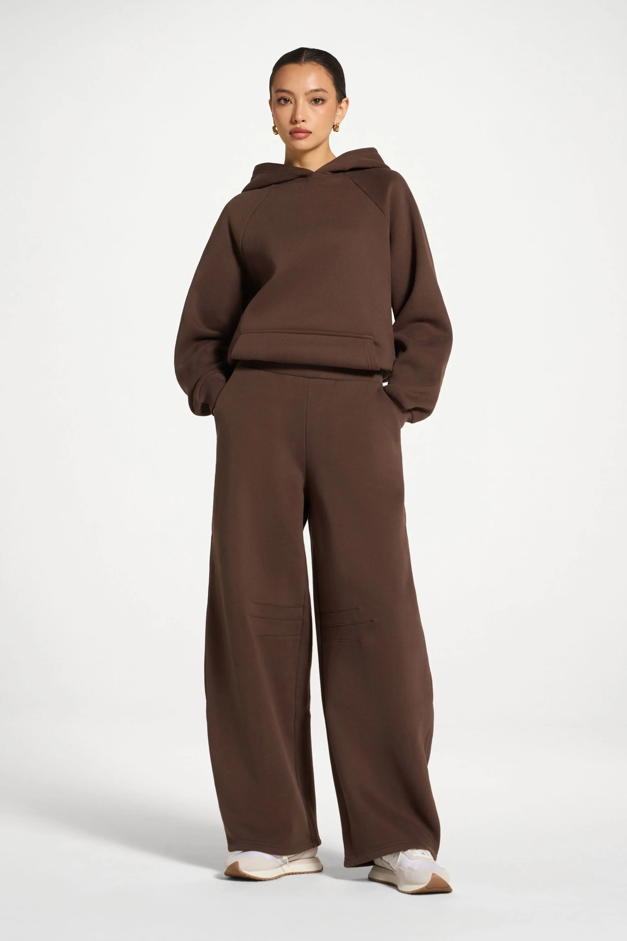 Cotton Barrel Leg Pants - Chocolate - Image 4
