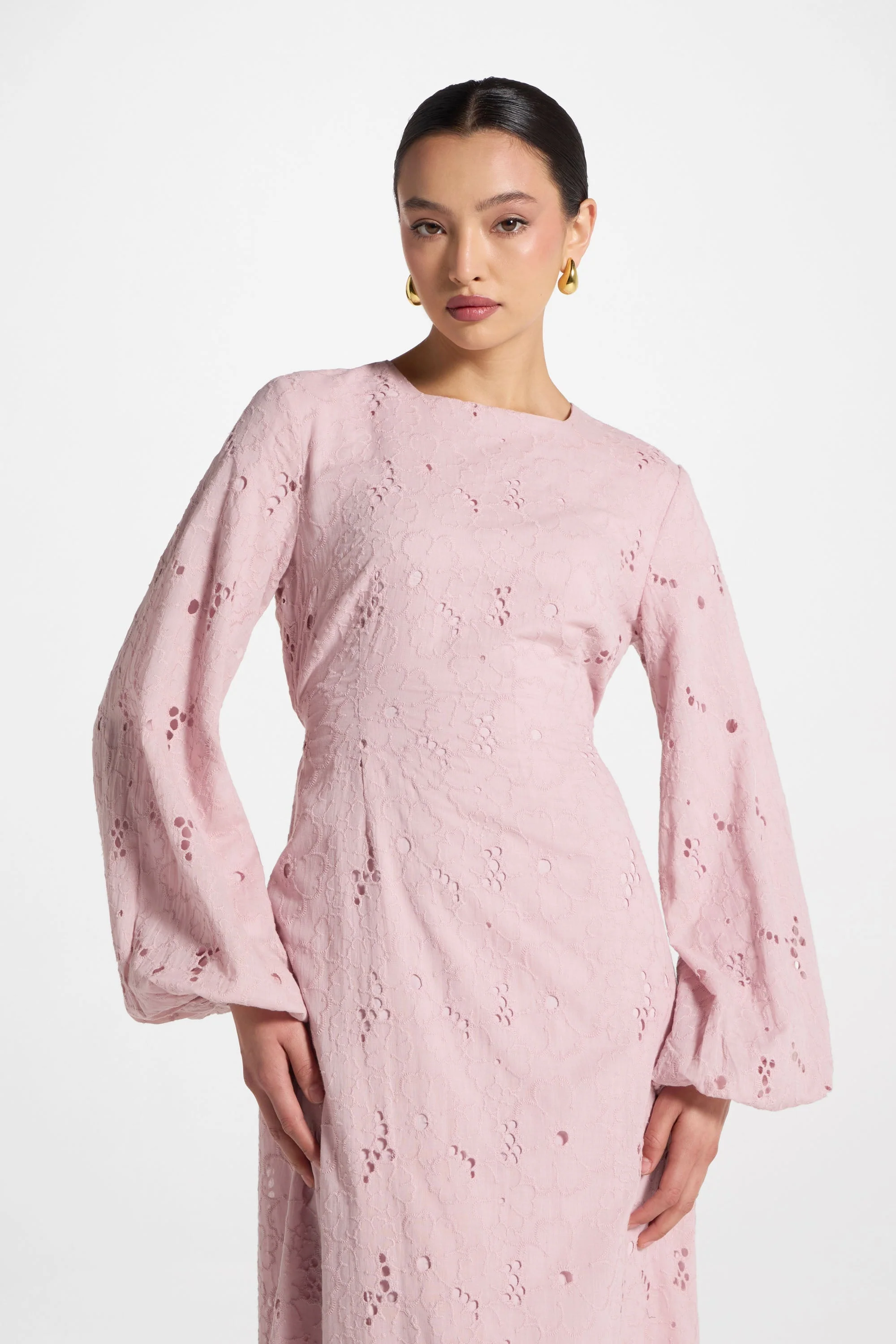 Cotton Eyelet Maxi Dress - Petal - Image 2