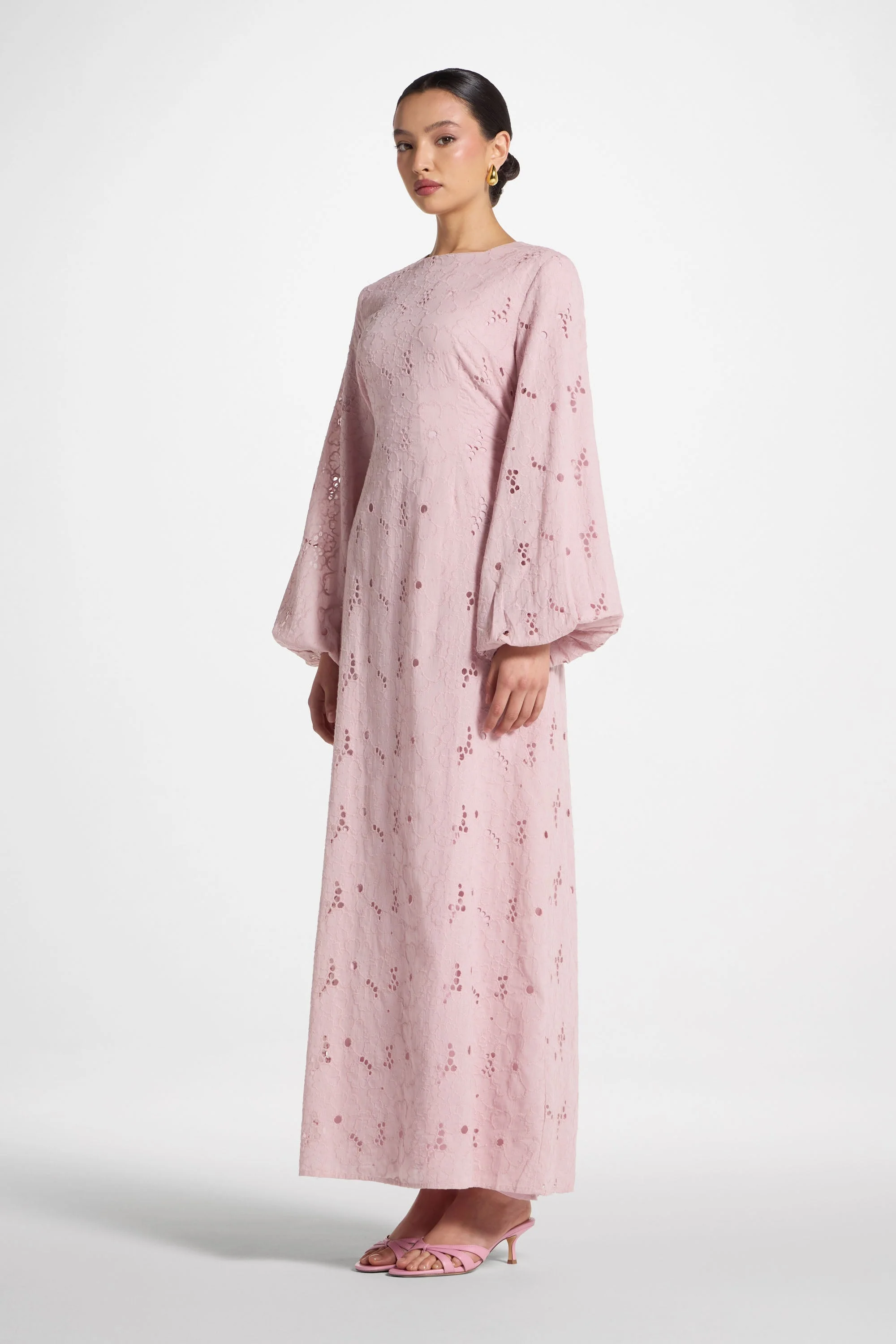Cotton Eyelet Maxi Dress - Petal - Image 5