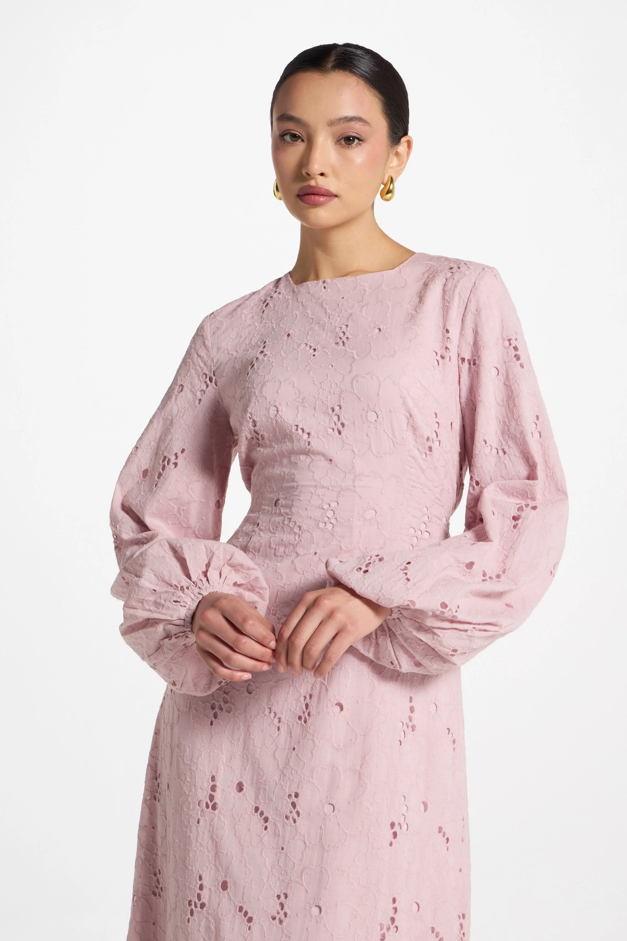 Cotton Eyelet Maxi Dress - Petal - Image 6