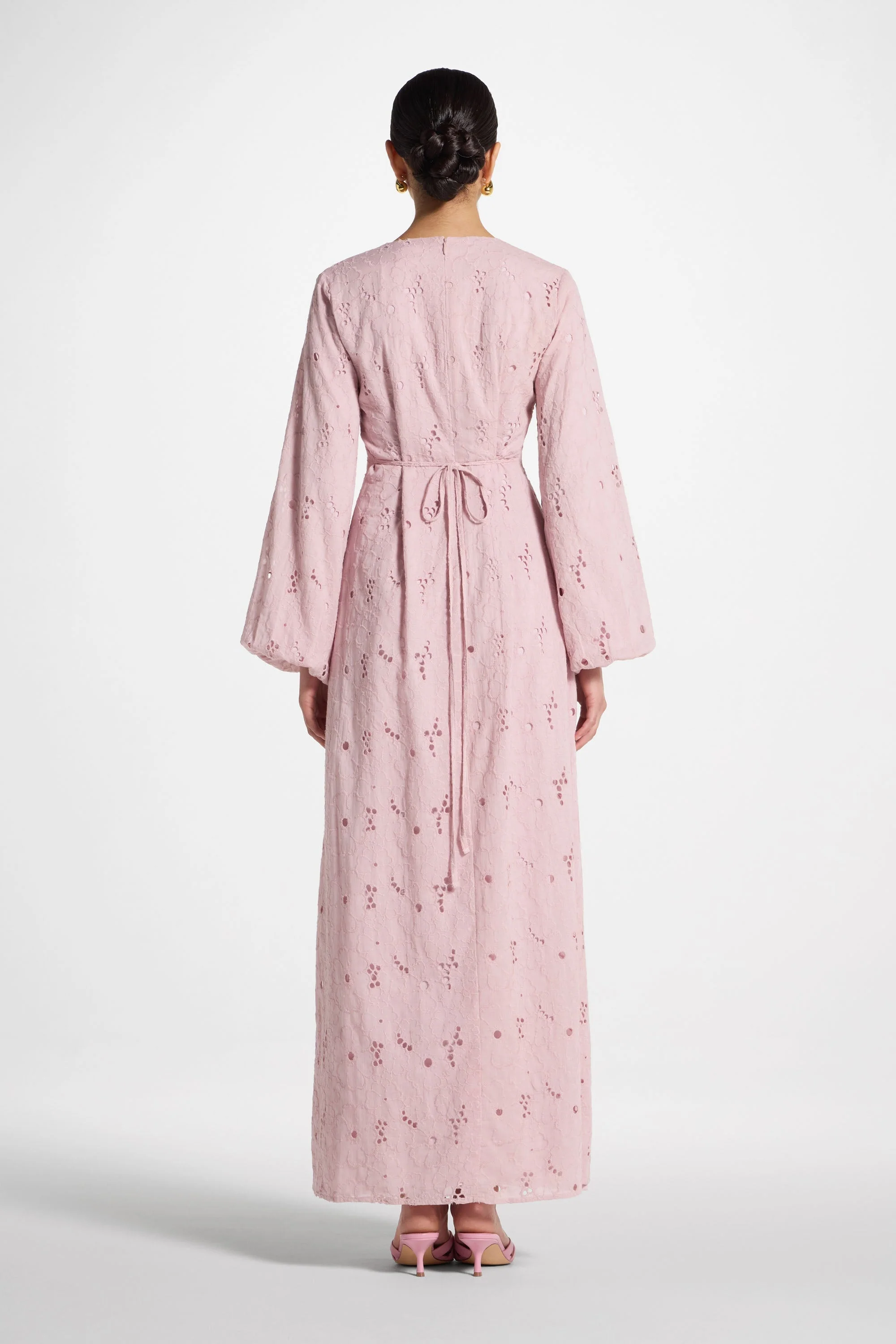 Cotton Eyelet Maxi Dress - Petal - Image 7