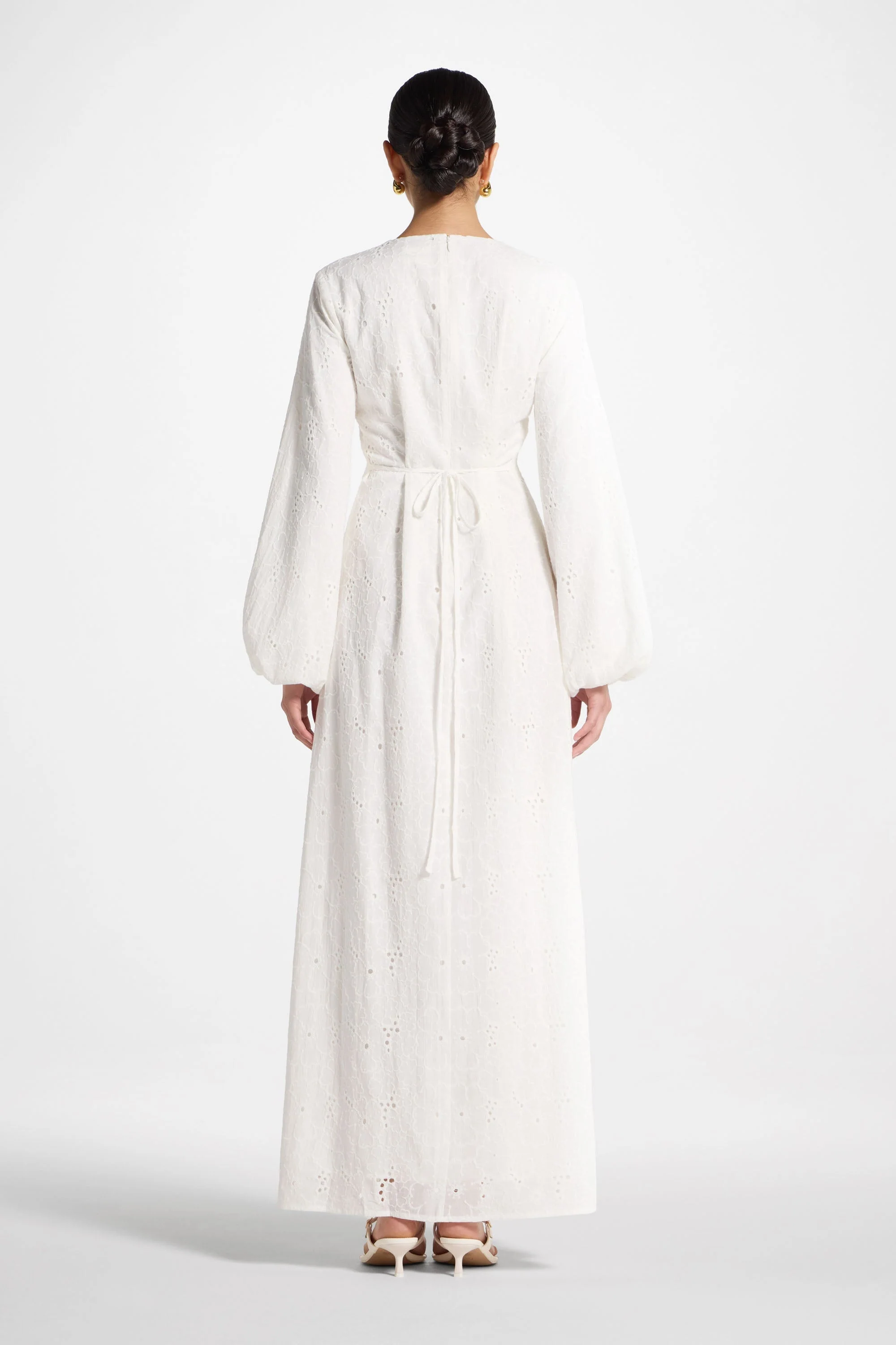 Cotton Eyelet Maxi Dress - White - Image 8
