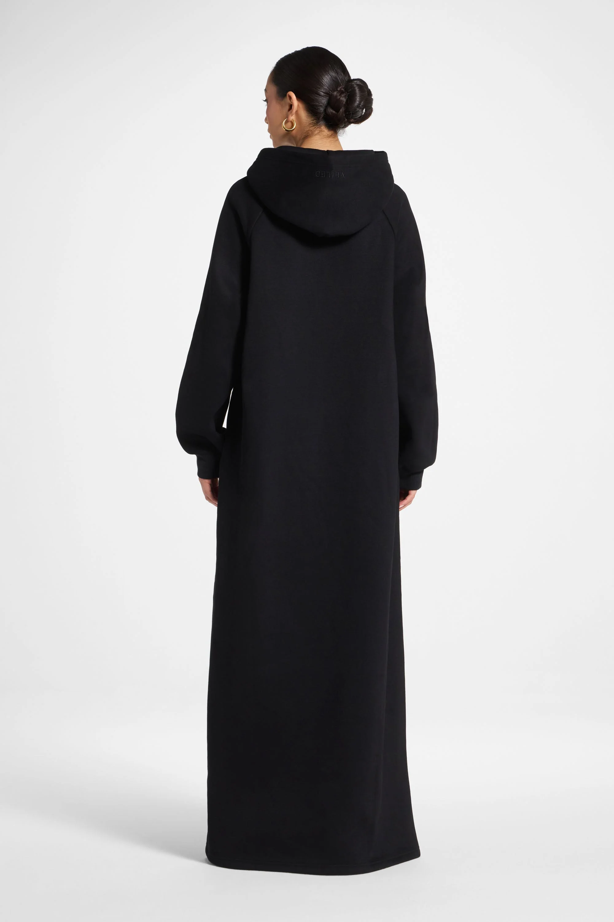 Cotton Hoodie Maxi Dress - Black - Image 5