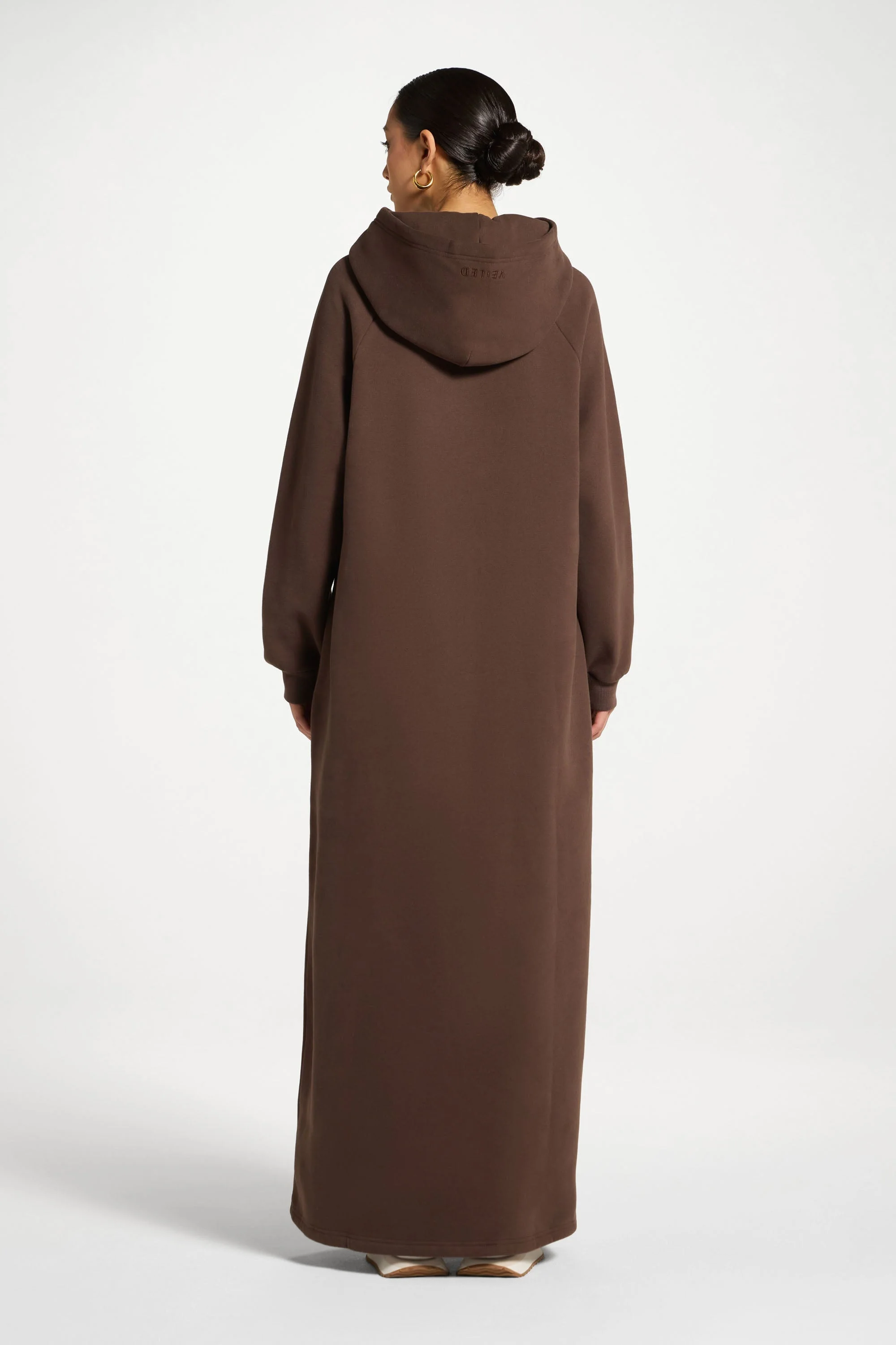 Cotton Hoodie Maxi Dress - Chocolate - Image 5