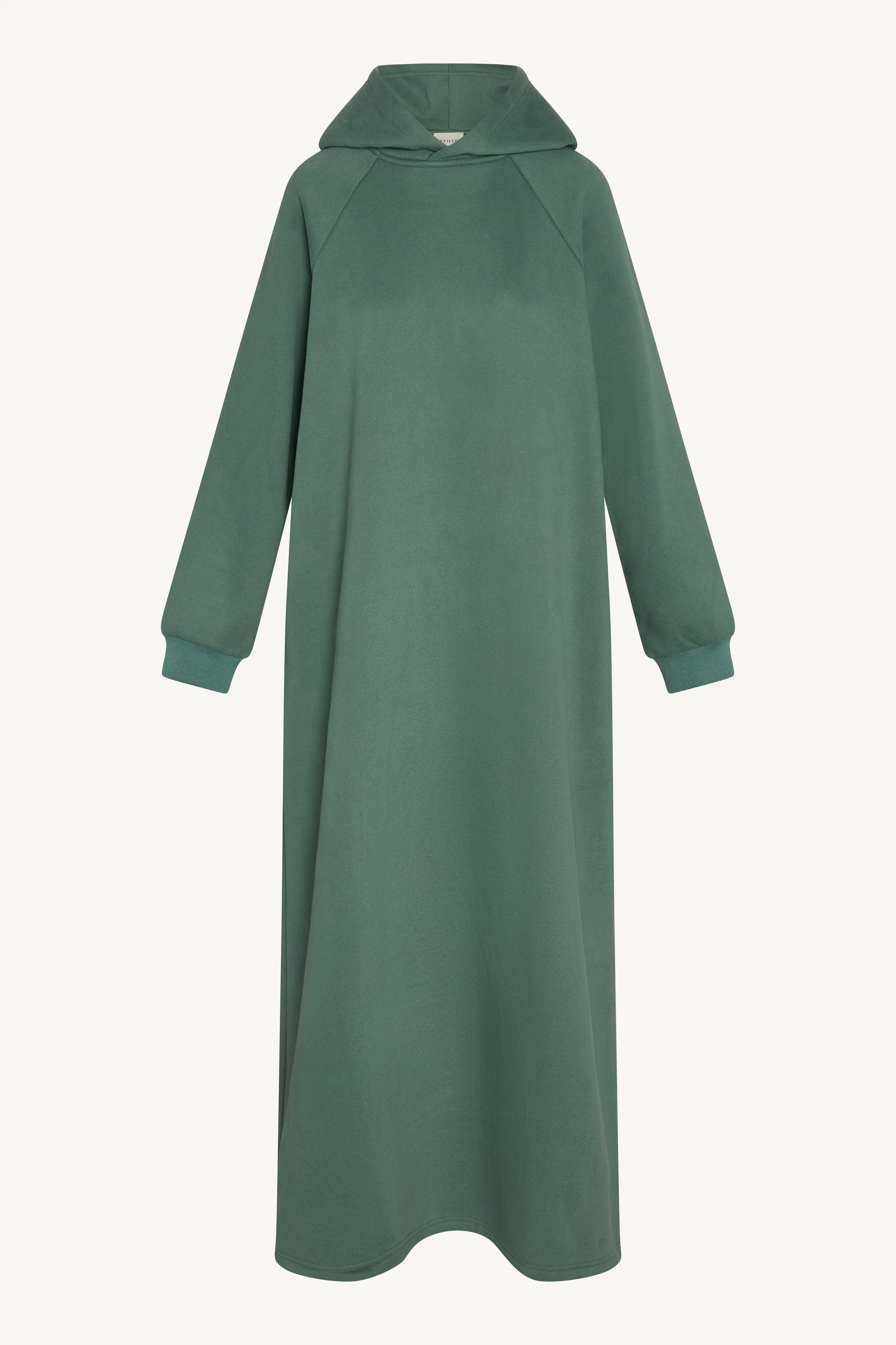 Cotton Hoodie Maxi Dress - Retro Green - Image 7