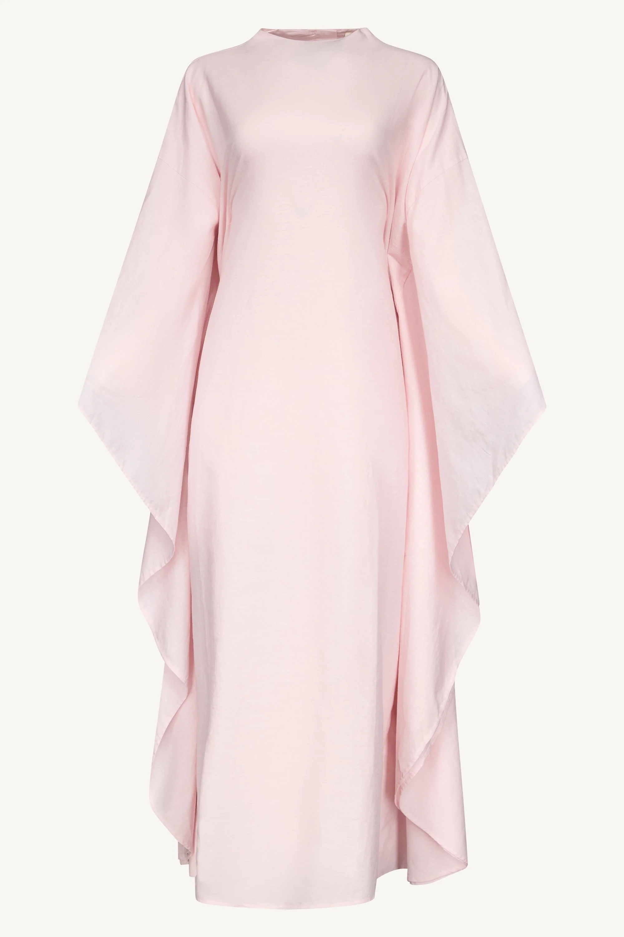 Cotton Linen Butterfly Inner Tie Abaya Dress - Hint of Pink - Image 6
