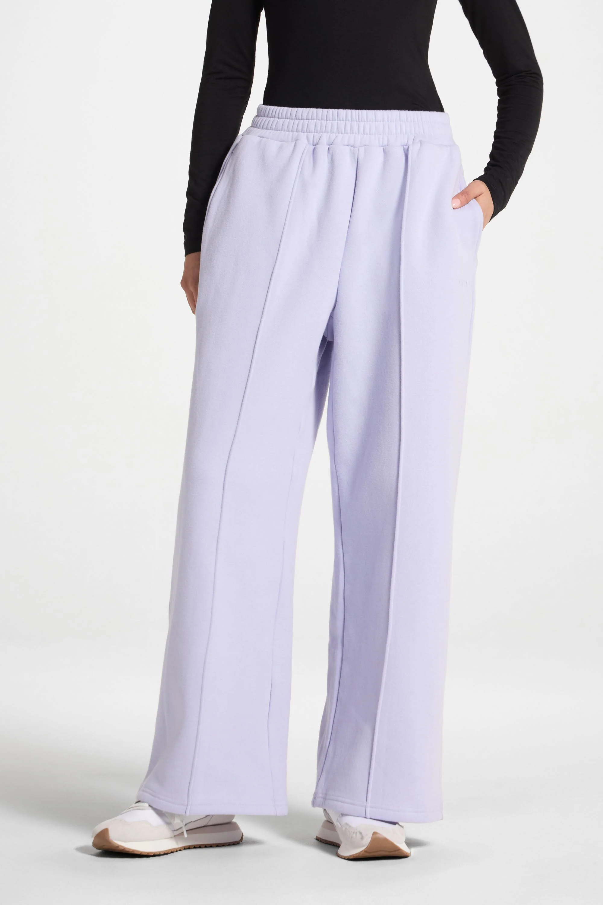 Cotton Pintuck Wide Leg Sweatpants - Lavender - Image 5