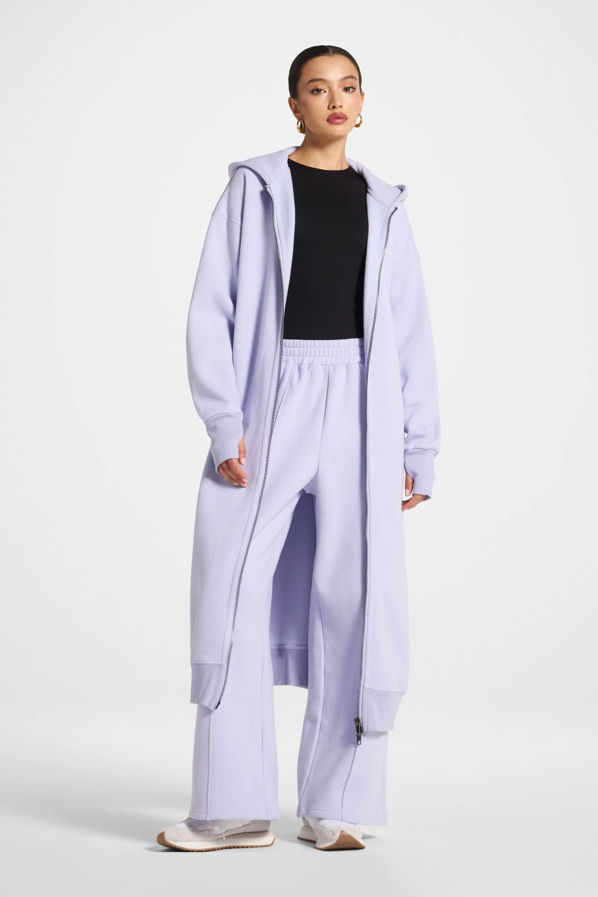 Cotton Pintuck Wide Leg Sweatpants - Lavender - Image 6