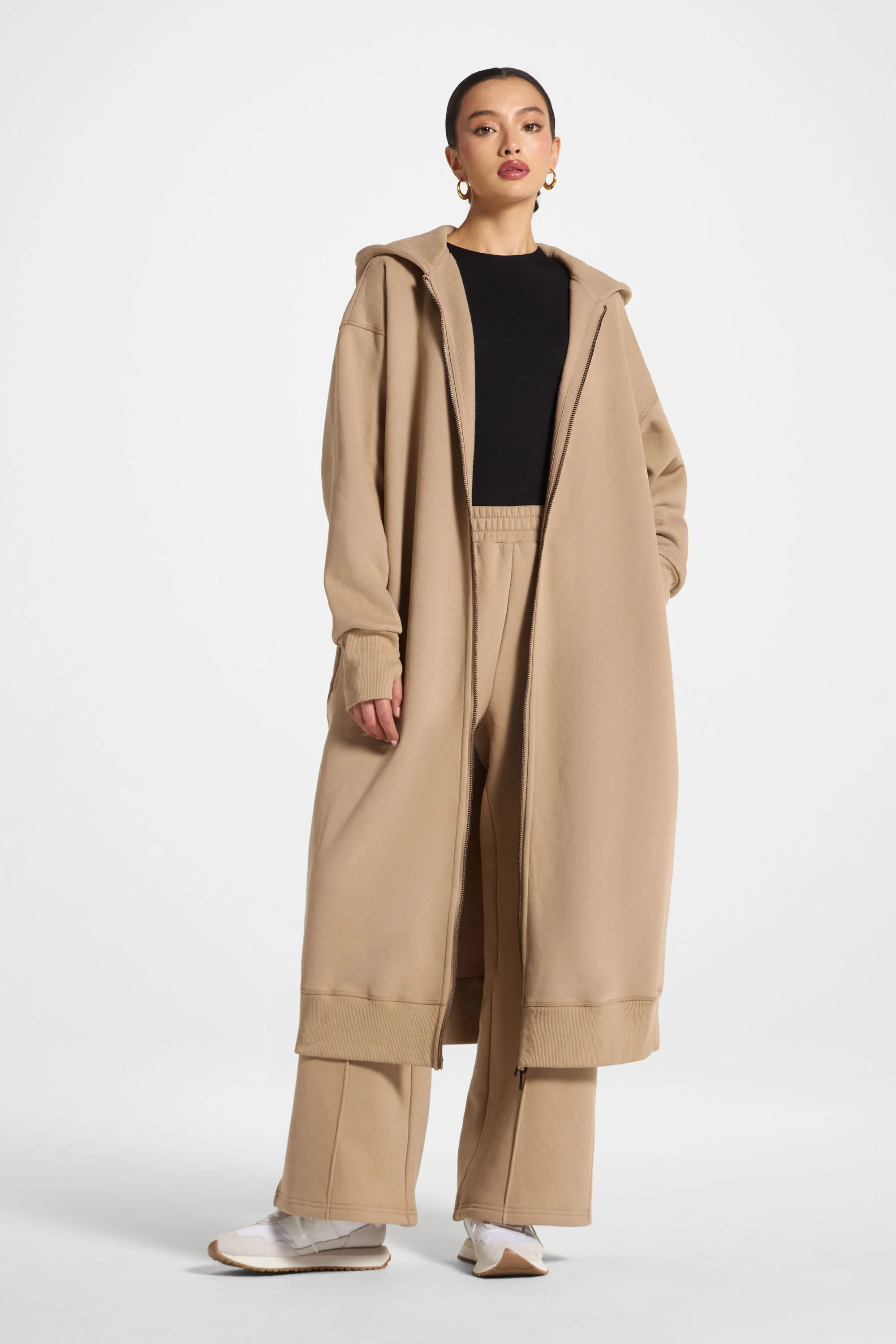 Cotton Pintuck Wide Leg Sweatpants - Mocha - Image 7
