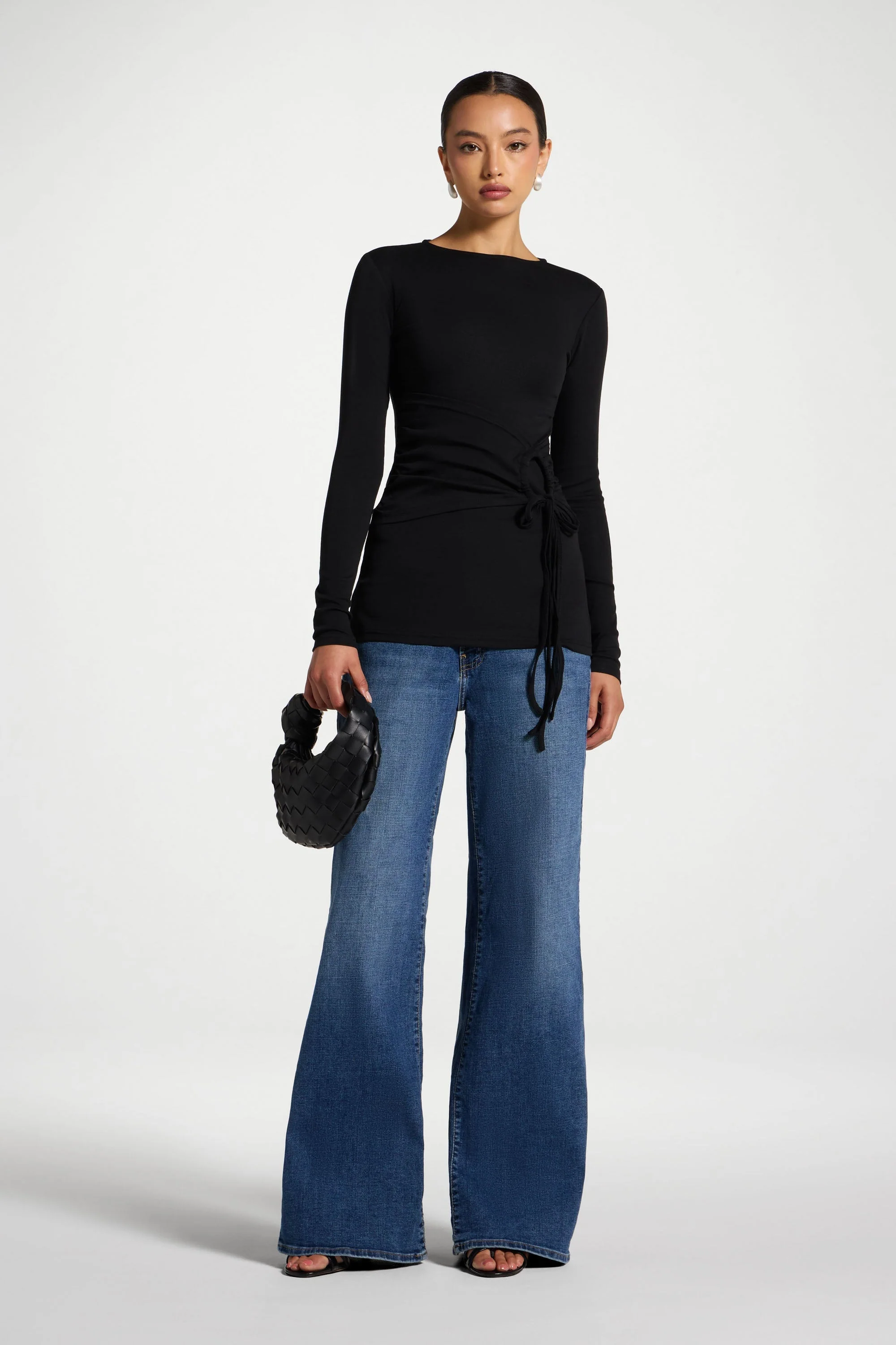 Cotton Side Tie Top - Black - Image 6