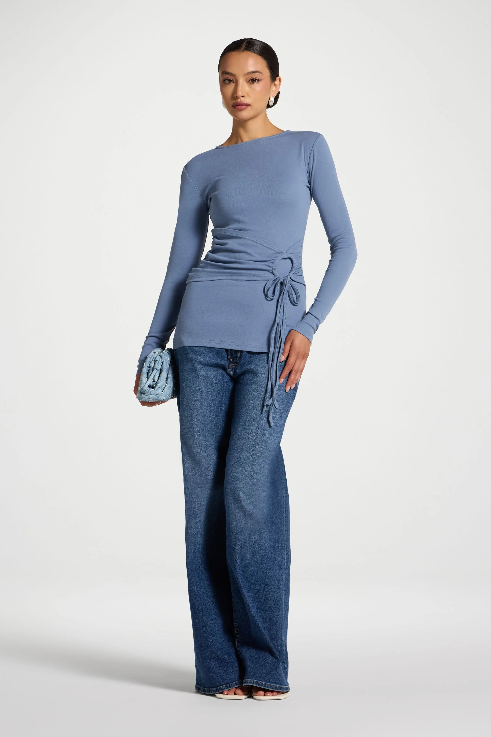 Cotton Side Tie Top - Denim - Image 5