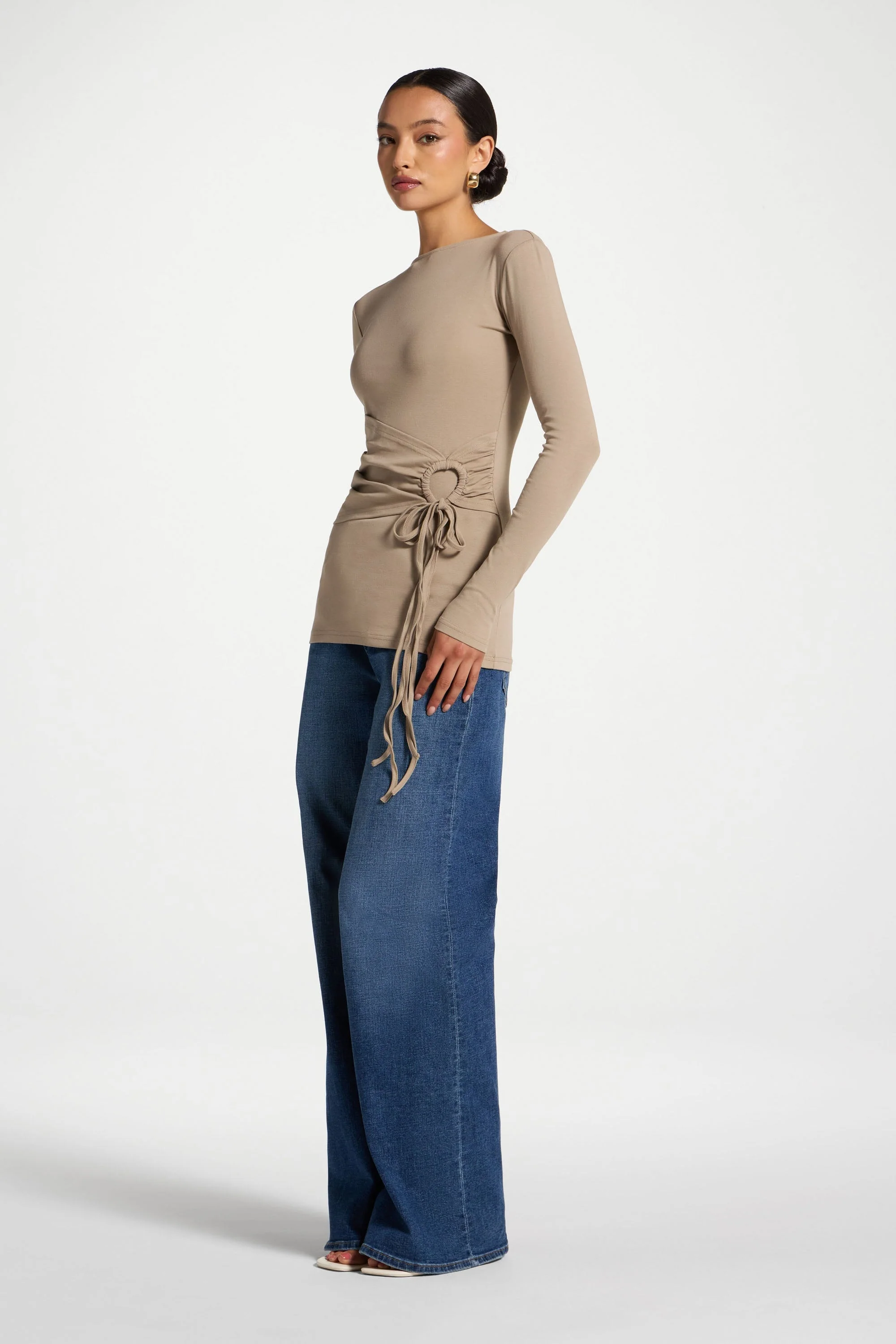 Cotton Side Tie Top - Driftwood - Image 5