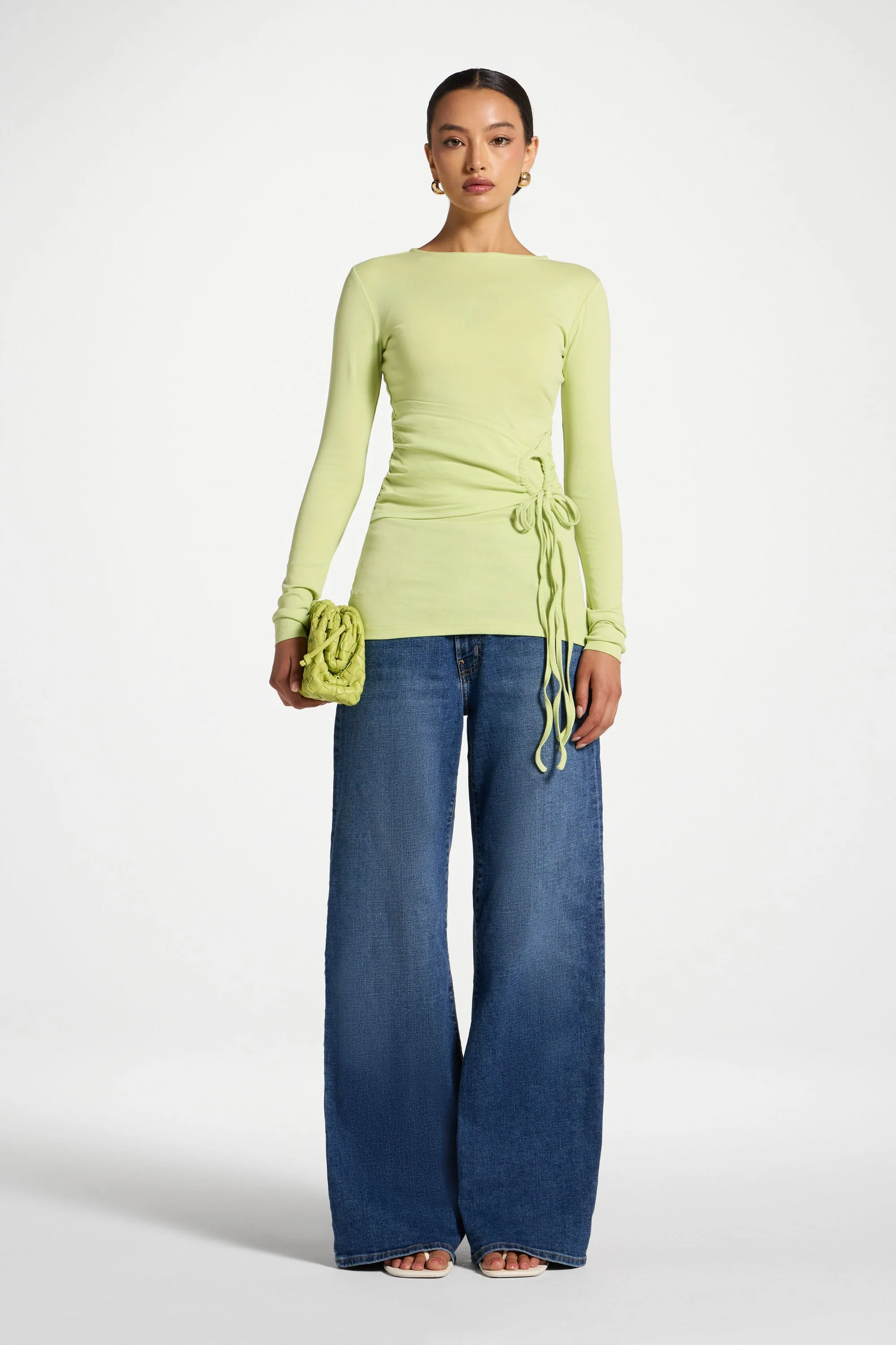 Cotton Side Tie Top - Spring Green - Image 2