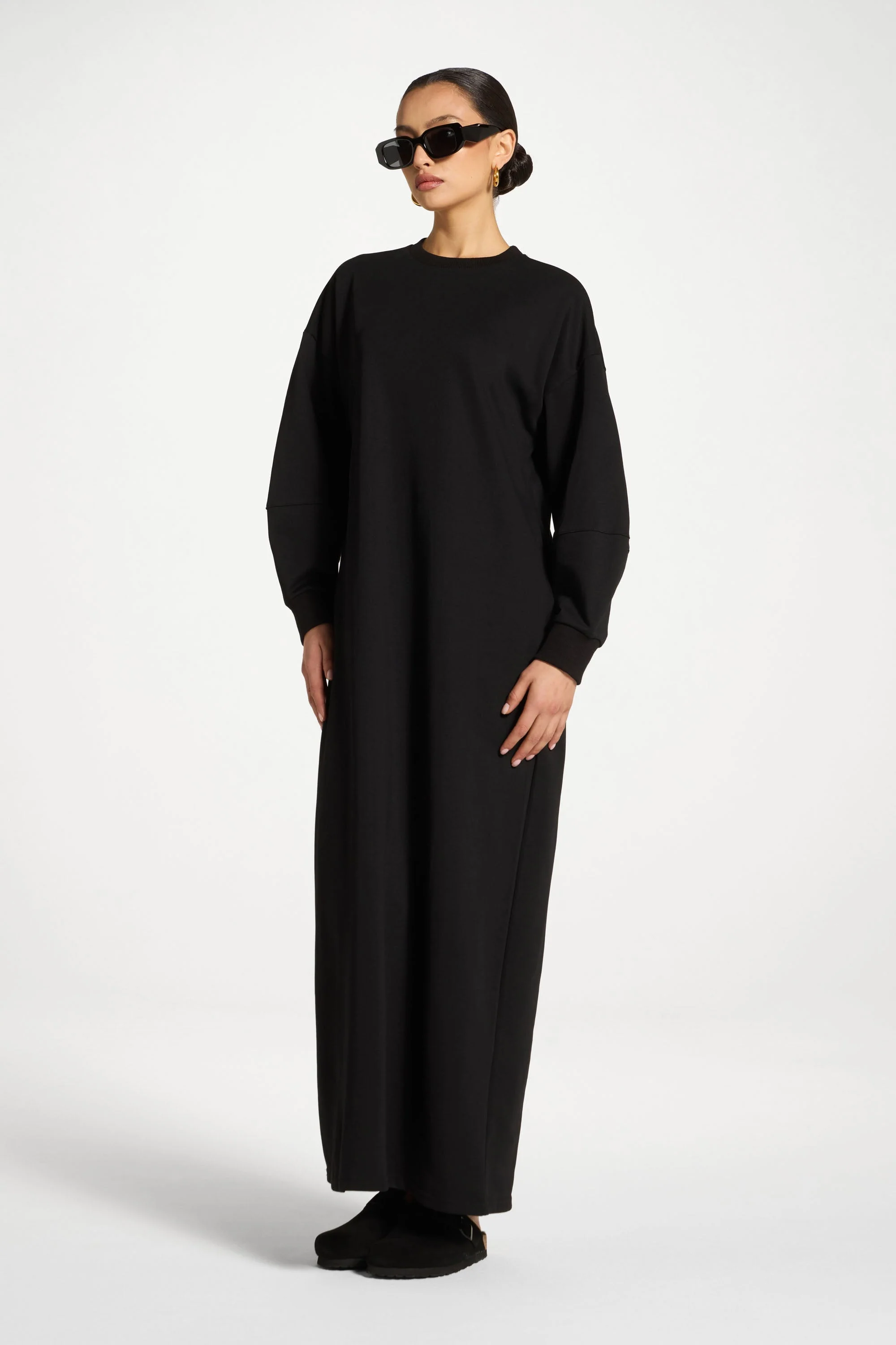 Cotton Basic Dress - Black - Image 4