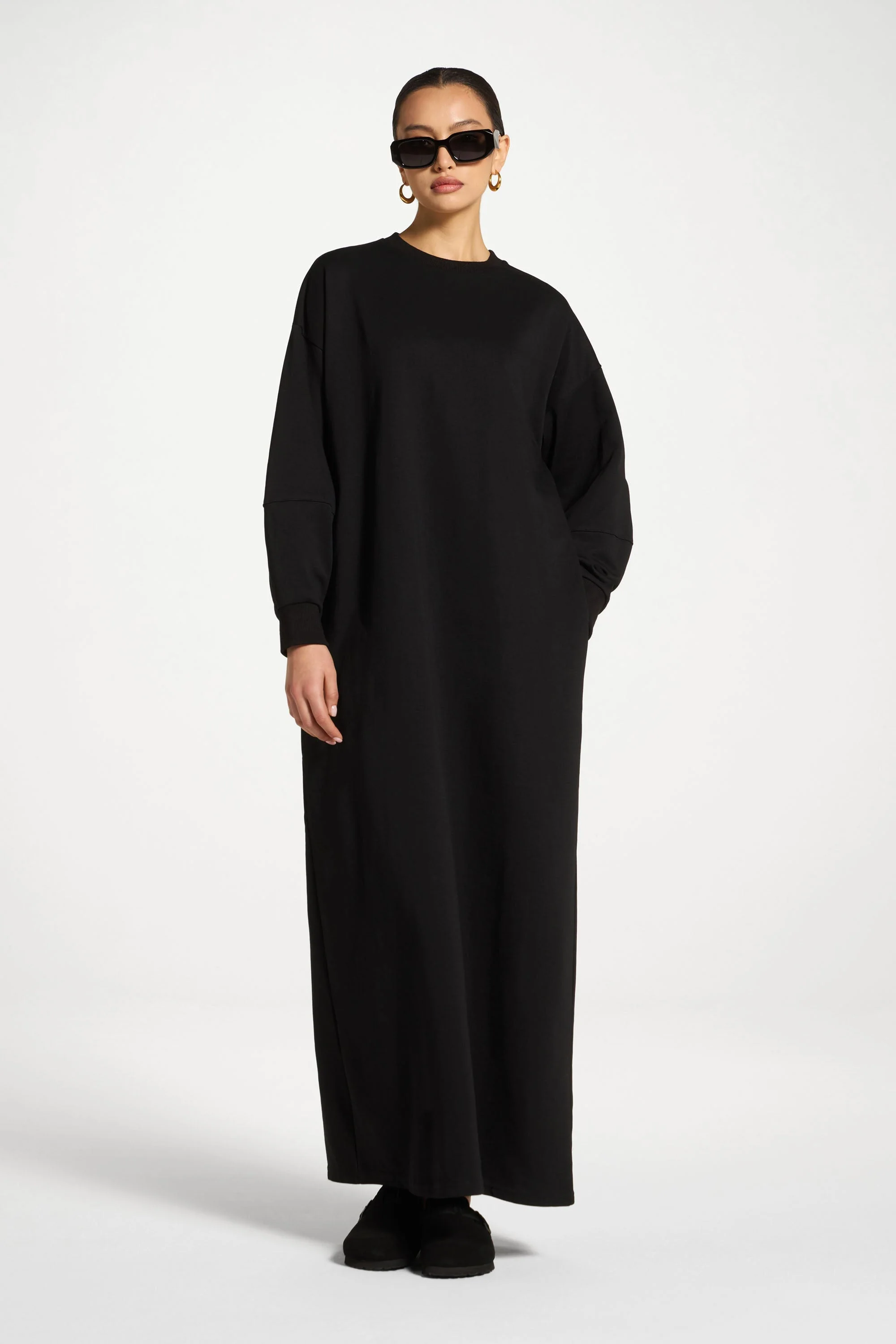 Cotton Basic Dress - Black - Image 5